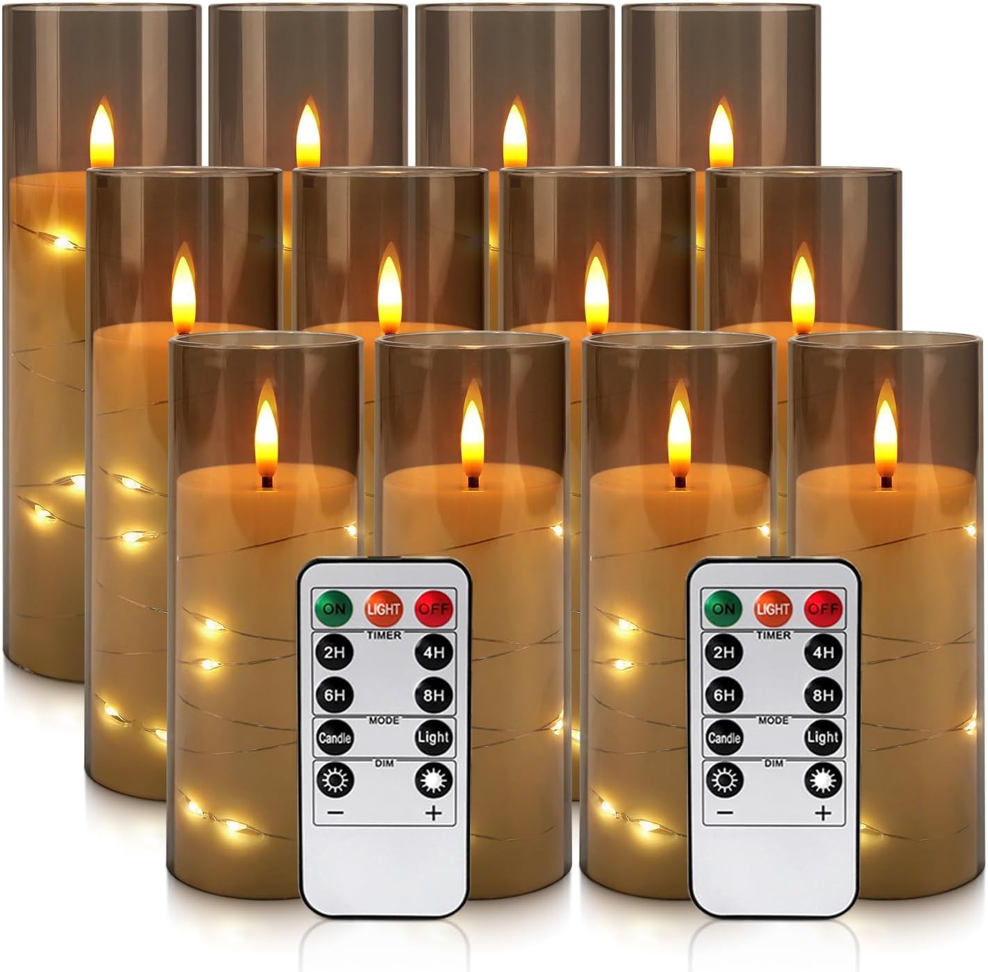 Detalle de CAKETYCG RXZER23 Flameless LED Candles, 12-Pack with Gray Acrylic and Remote
