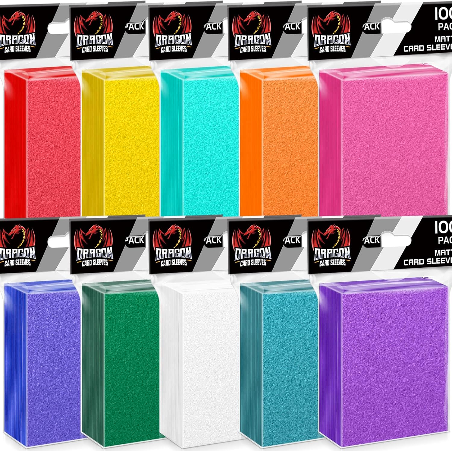 Detalle de 1000er-Pack Toploader Kartenhüllen – 66 × 91 mm, 10 Farben, matte Innen-/glänzende Außenseite