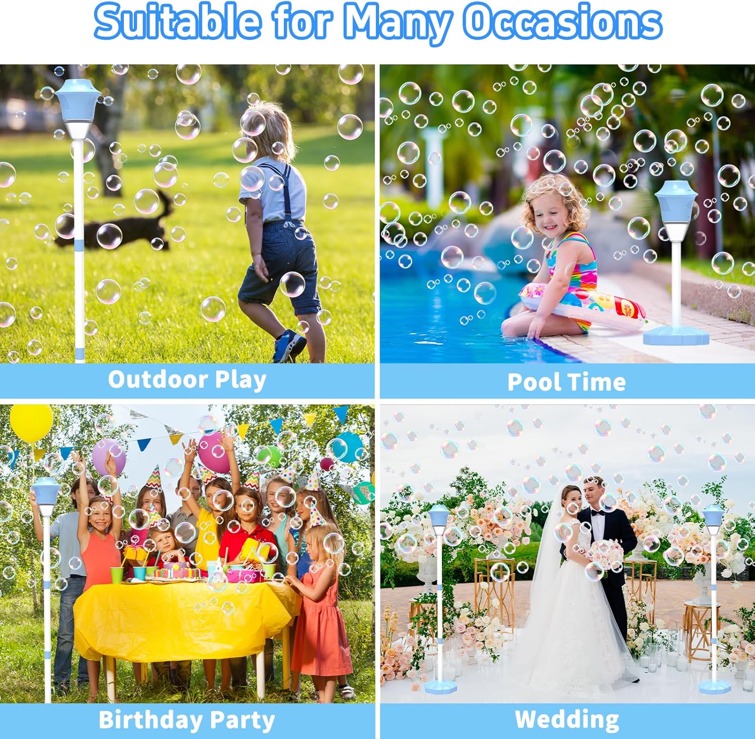 Thumbnail 3 de Infowush Kids Bubble Machine: 47-Inch Vertical Display, Battery-Powered, Adjustable Height for Outdoor Parties