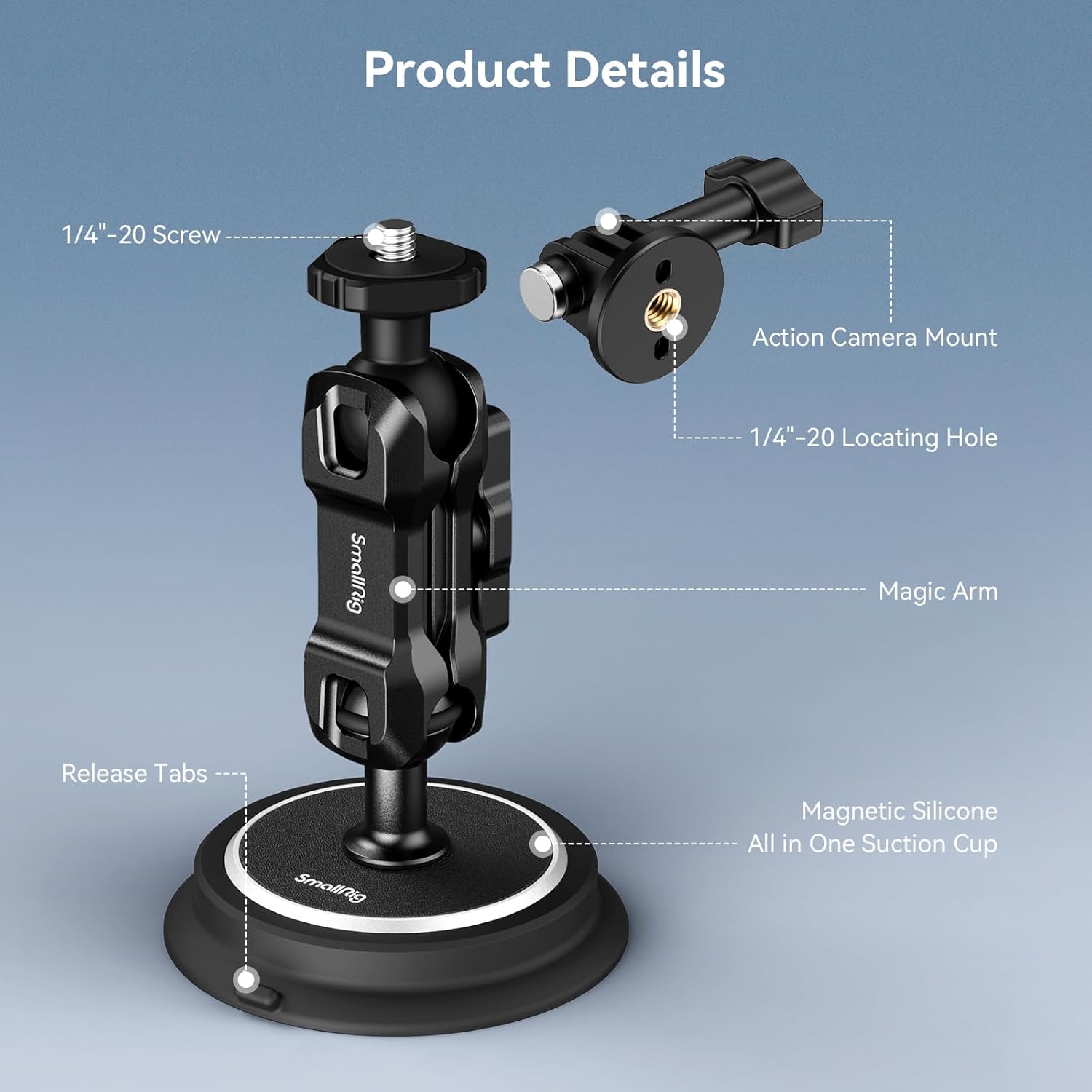Thumbnail 6 de SmallRig 2-in-1 Magnetic Suction Cup Mount for GoPro and Action Cameras (4466)
