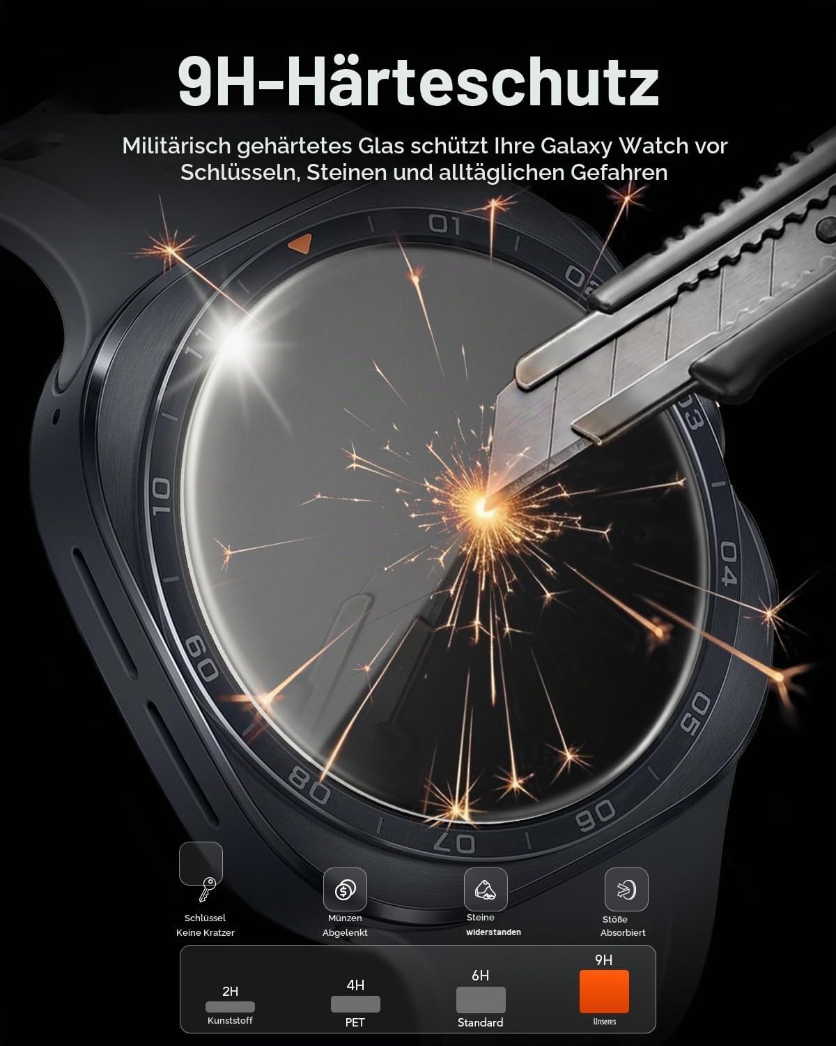 Detalle de Aimtel 4‑Stück Panzerglas Displayschutz für Galaxy Watch Ultra 2 47mm