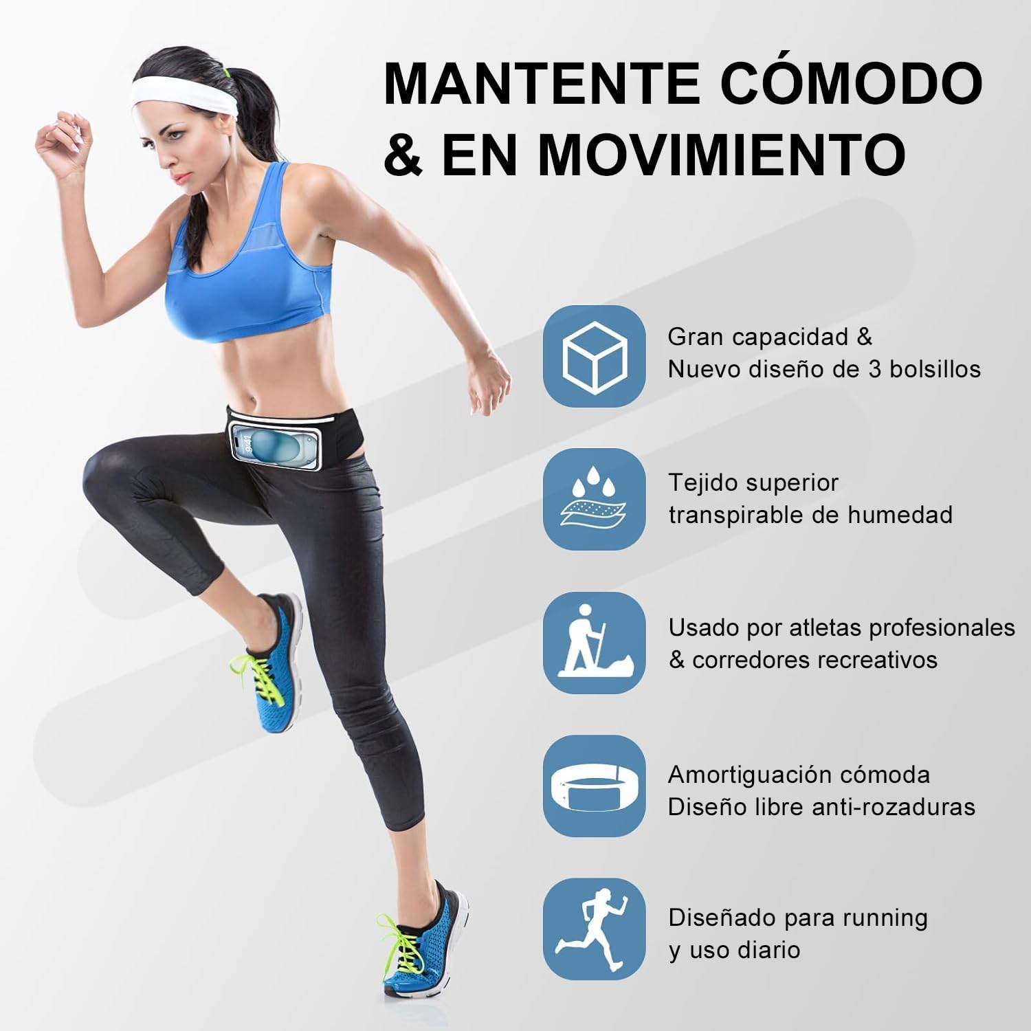 Thumbnail 1 de Riñonera Running Cinturón para Correr 3 Bolsillos