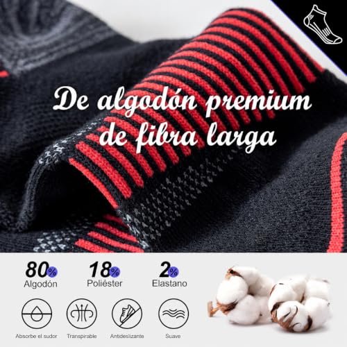 Detalle 2 de Niorasen Calcetines Deportivos Hombre, 6 Pares — Cortos y Acolchados