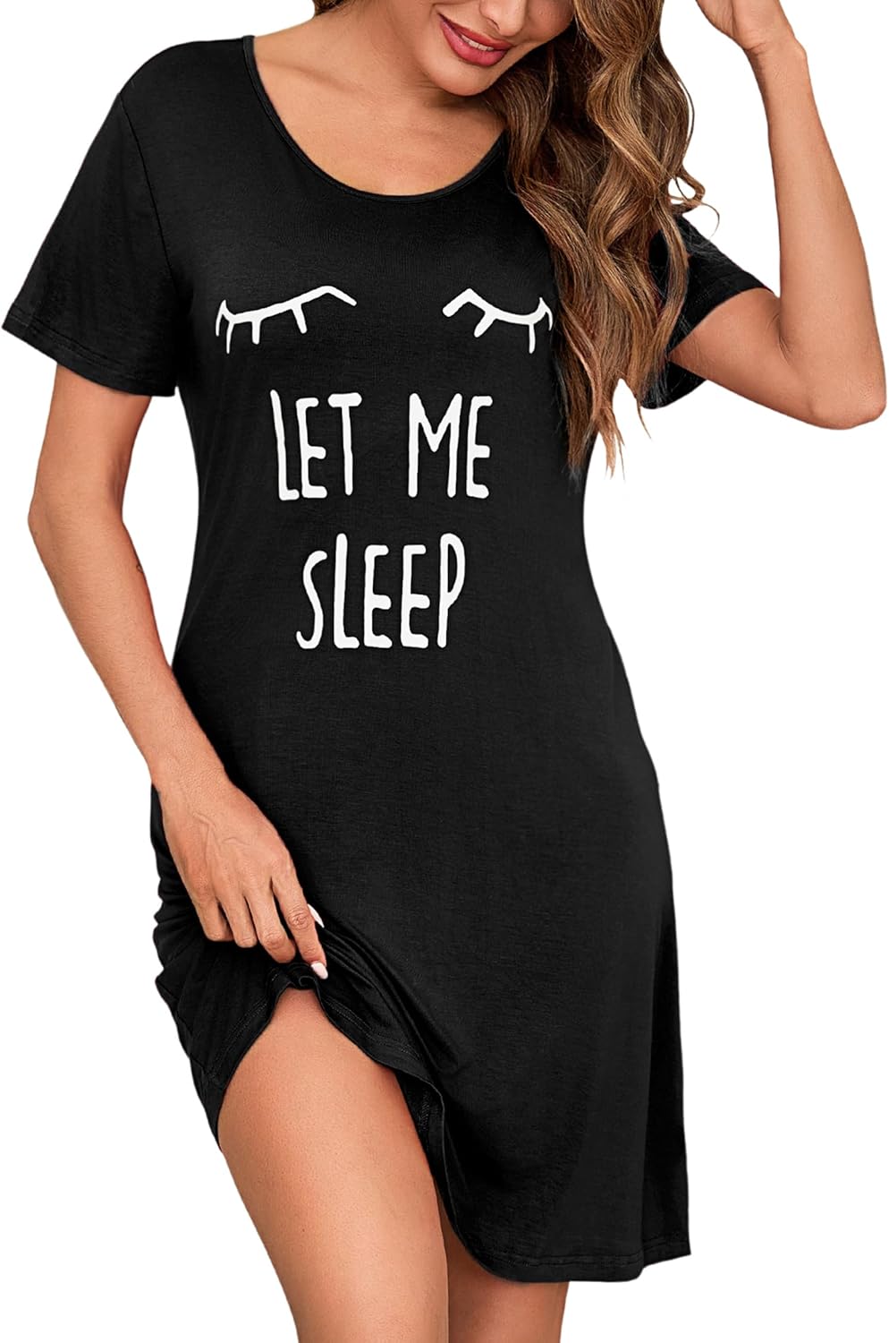 Detalle de Uniexcosm Chemise de Nuit Femme en Coton – Manche Courte, Taille Tour Large