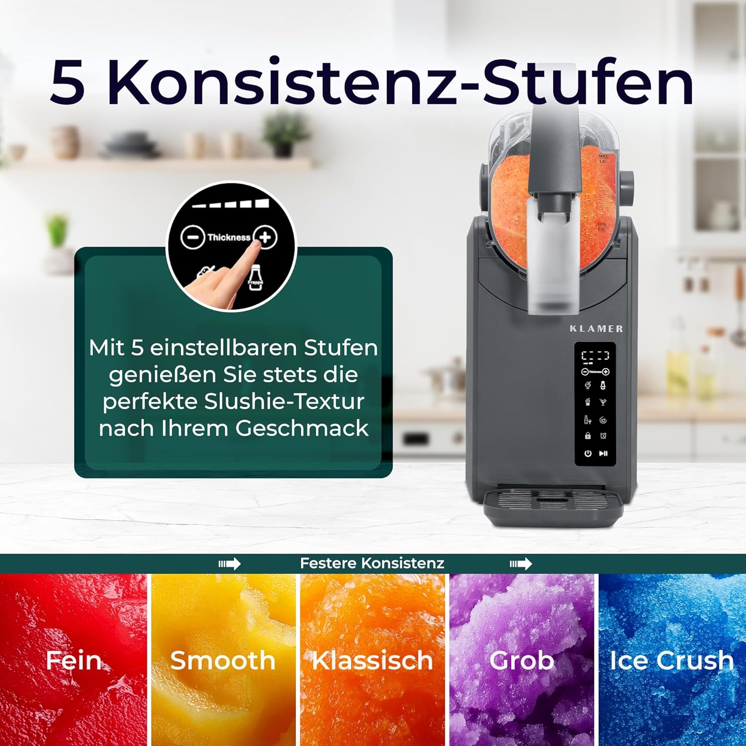 Thumbnail 3 de KLAMER Slush Maschine mit 5 smarten Programmen, 2L Fassungsvolumen & automatischer Reinigung