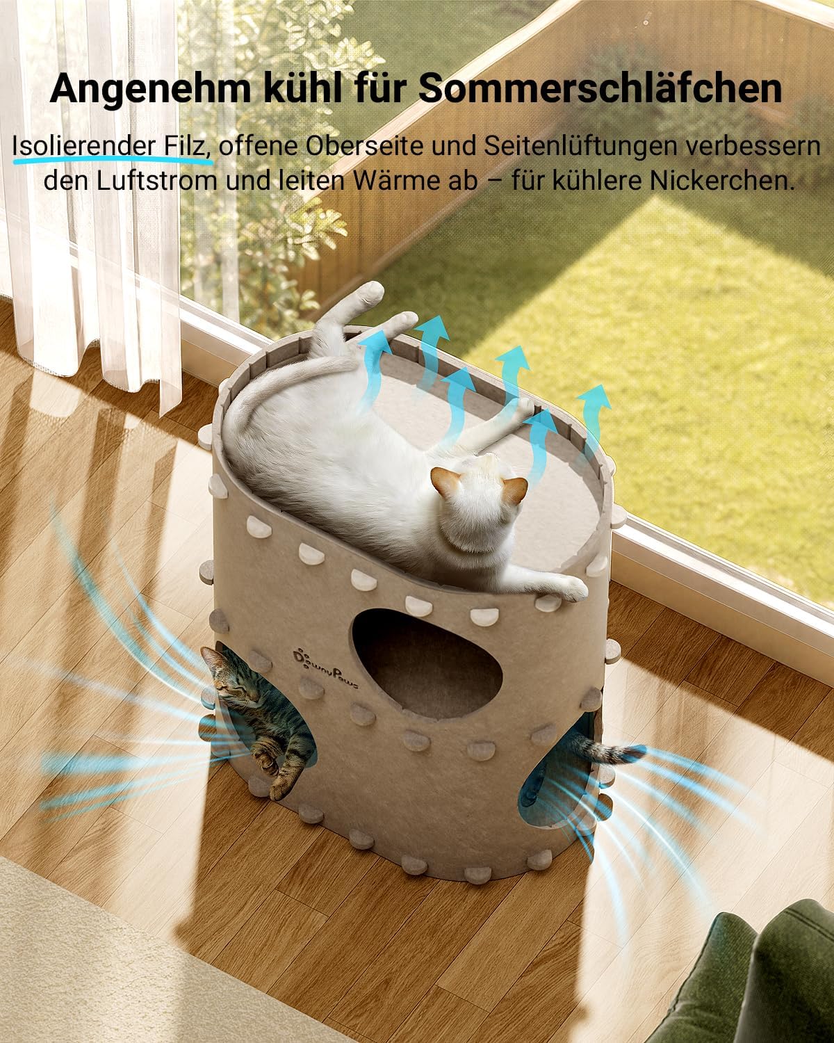 Detalle 1 de DownyPaws Katzenhöhle 2-stöckig 50 cm