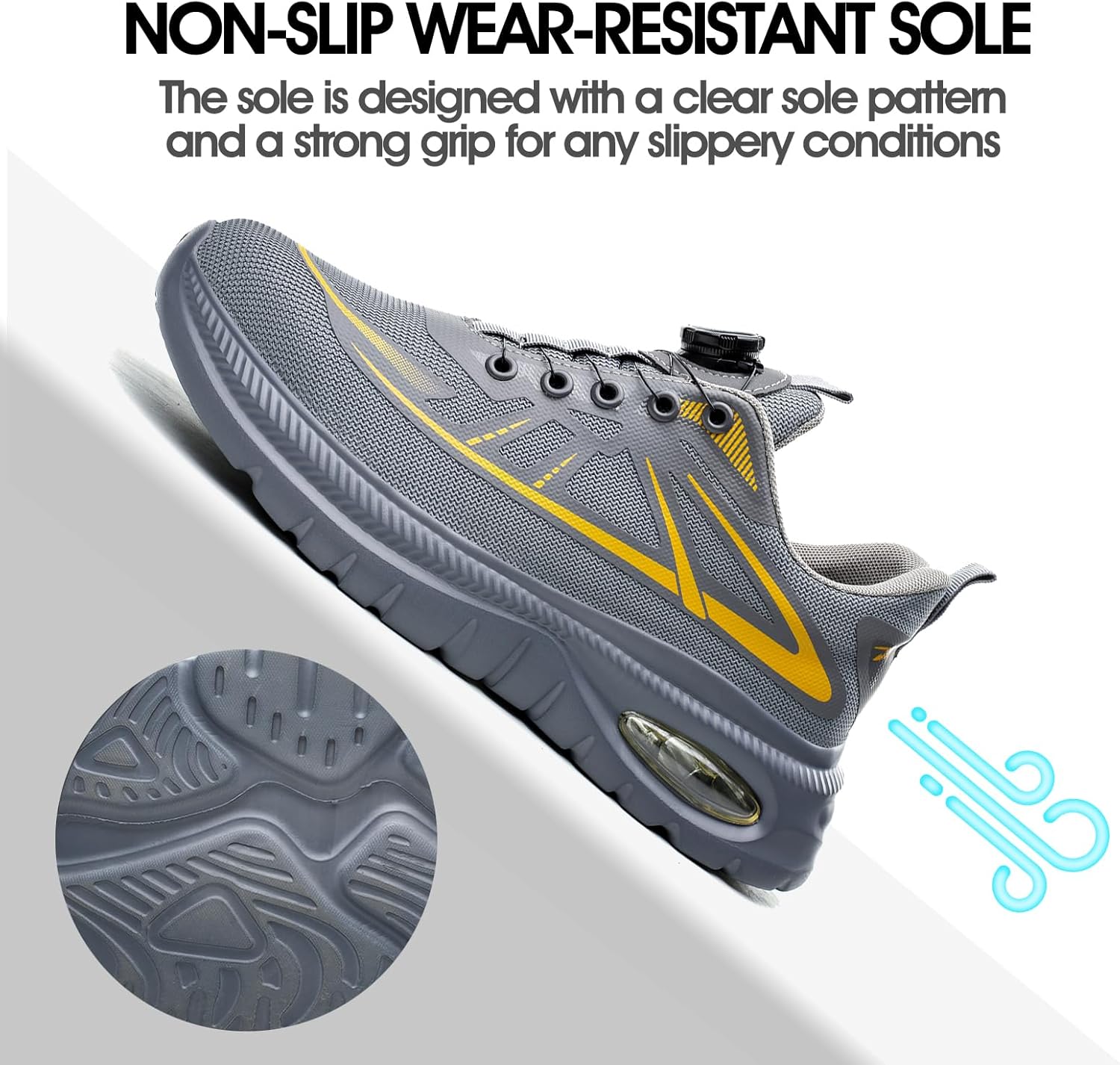 Thumbnail 5 de GemChve Chaussures de sécurité ultra légères pour hommes et femmes, semelle antidérapante respirante avec coiffe acier (37 à 46)