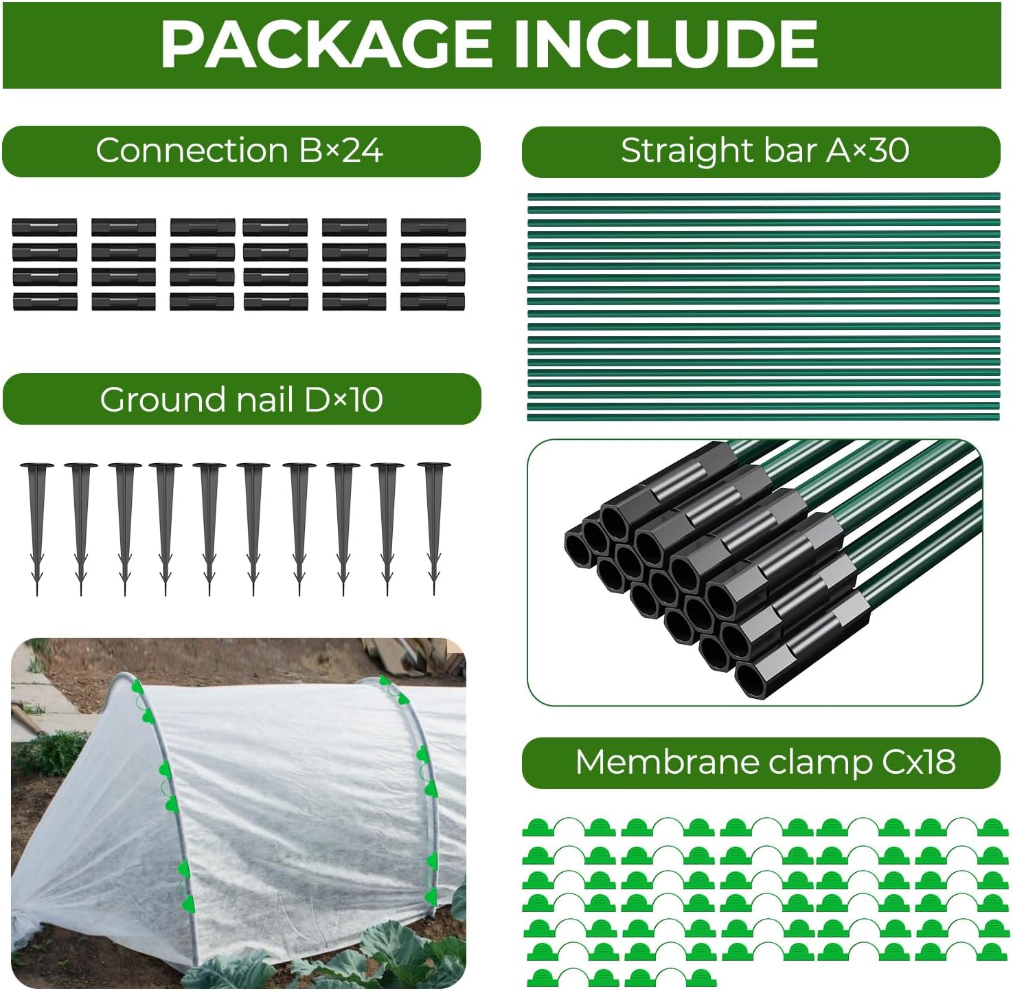 Thumbnail 4 de MQHUAYU Garden Hoops 30pcs – 7ft Fibreglass Greenhouse Frame for Raised Beds