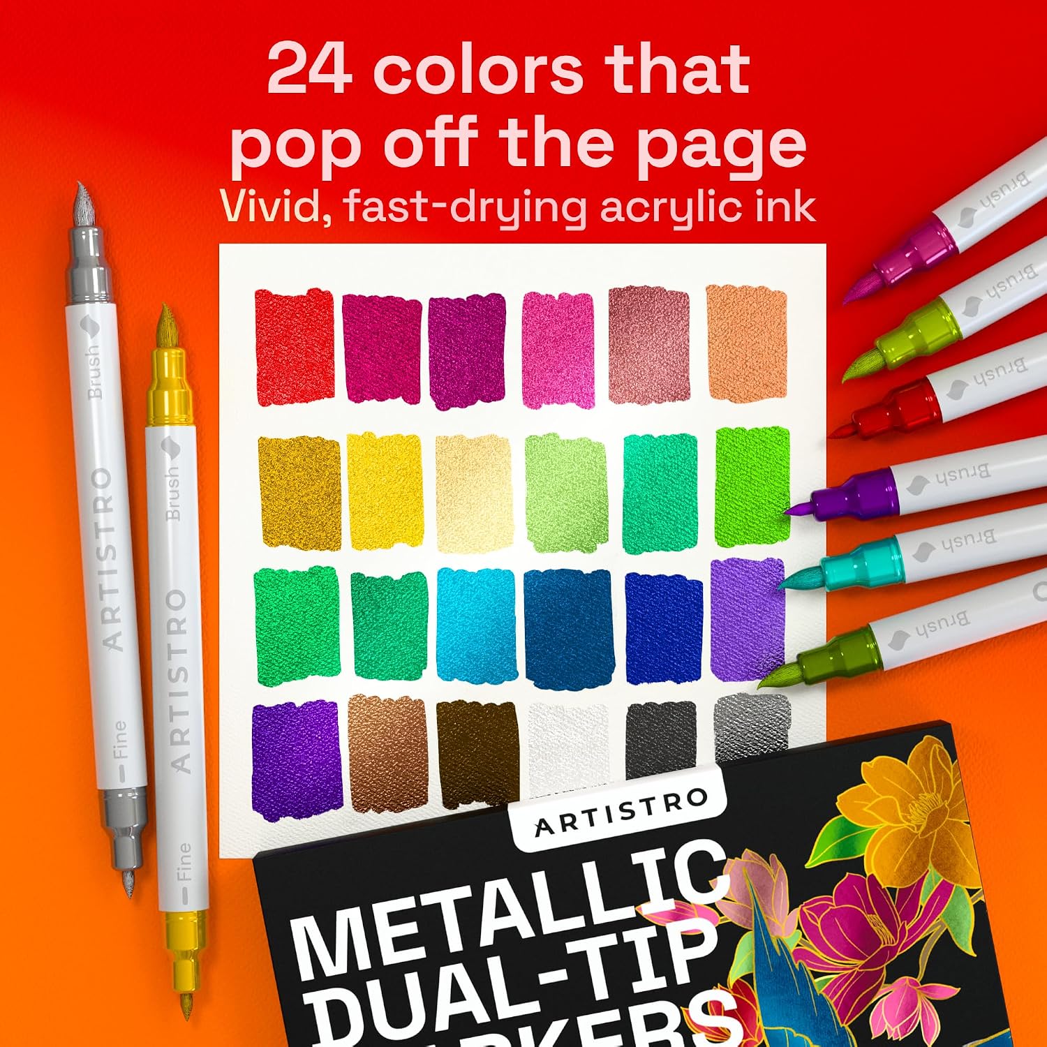 Detalle 2 de ARTISTRO 24 Metallic Acrylic Paint Markers 24-pack
