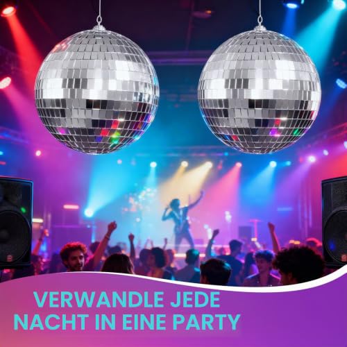 Detalle de Youdepot Discokugel-Set 10 cm – Zwei silberne Spiegelkugeln mit Aufhängung