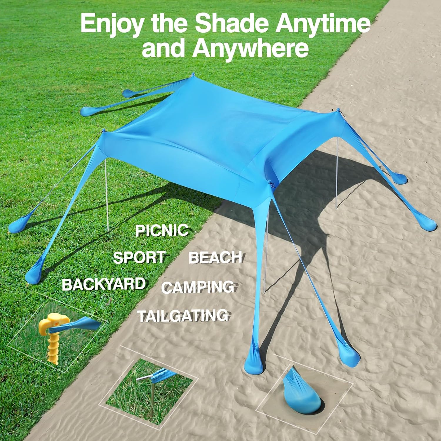 Thumbnail 5 de Rhino Valley tenda da spiaggia 3x3 m UPF50+ ultra stabile con protezione UV e 8 ancoraggi