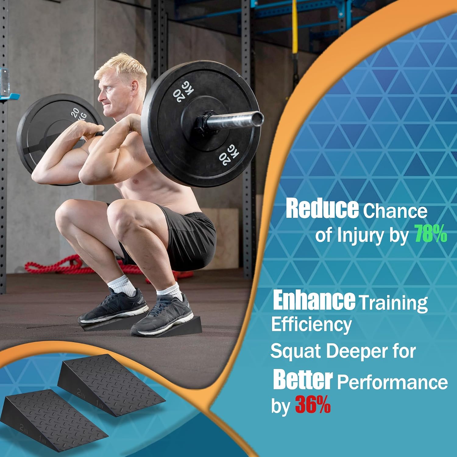 Thumbnail 2 de HarderWill Squat Block-01 Squat Wedges, 2-Piece Textured Heel Elevators