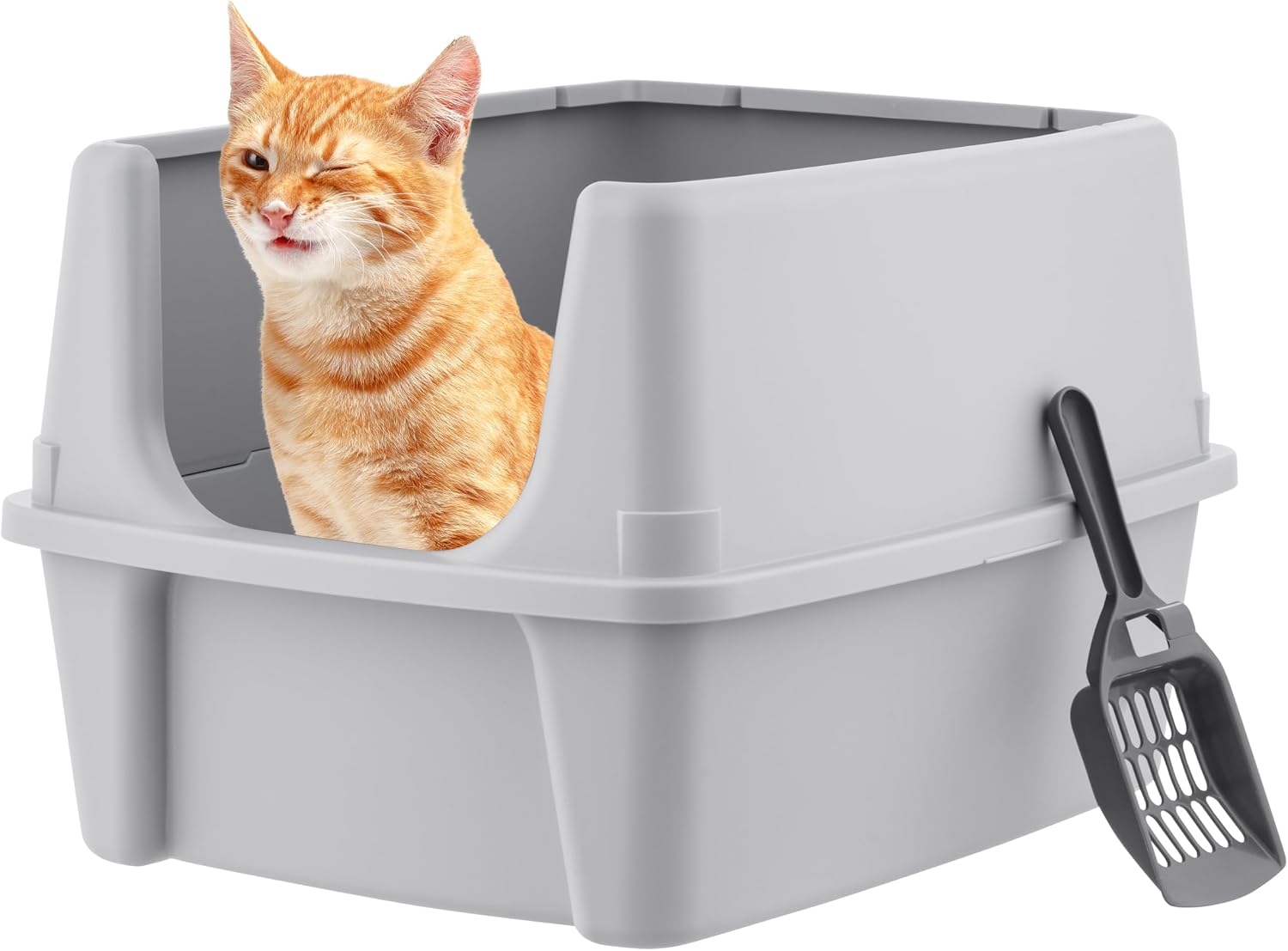 Detalle de IRIS USA 500381 High-Sided Open-Top Cat Litter Box, Gray