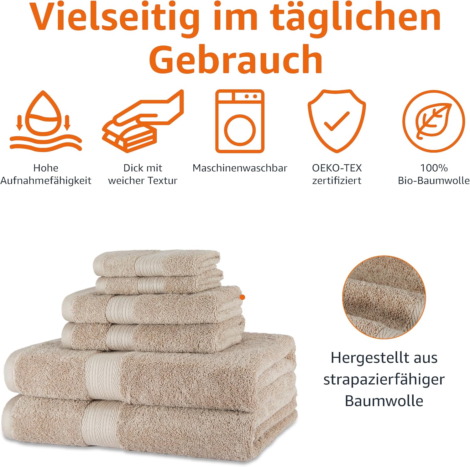 Thumbnail 1 de Amazon Basics Handtücher Set 6-teilig 6-teilig