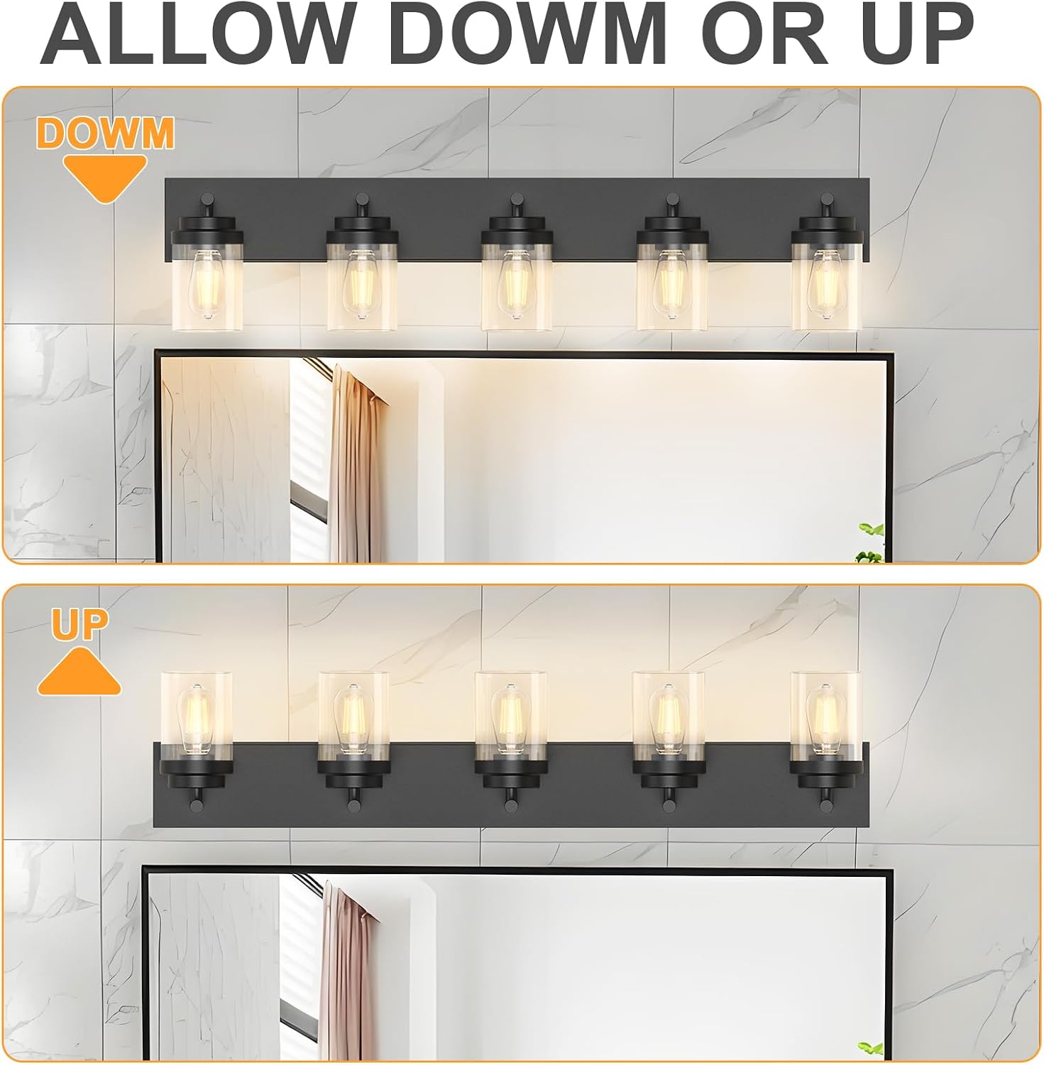 Thumbnail 6 de IZORRO HL101-5T-CL 5-Light Bathroom Vanity Light, 90 cm, Matte Black