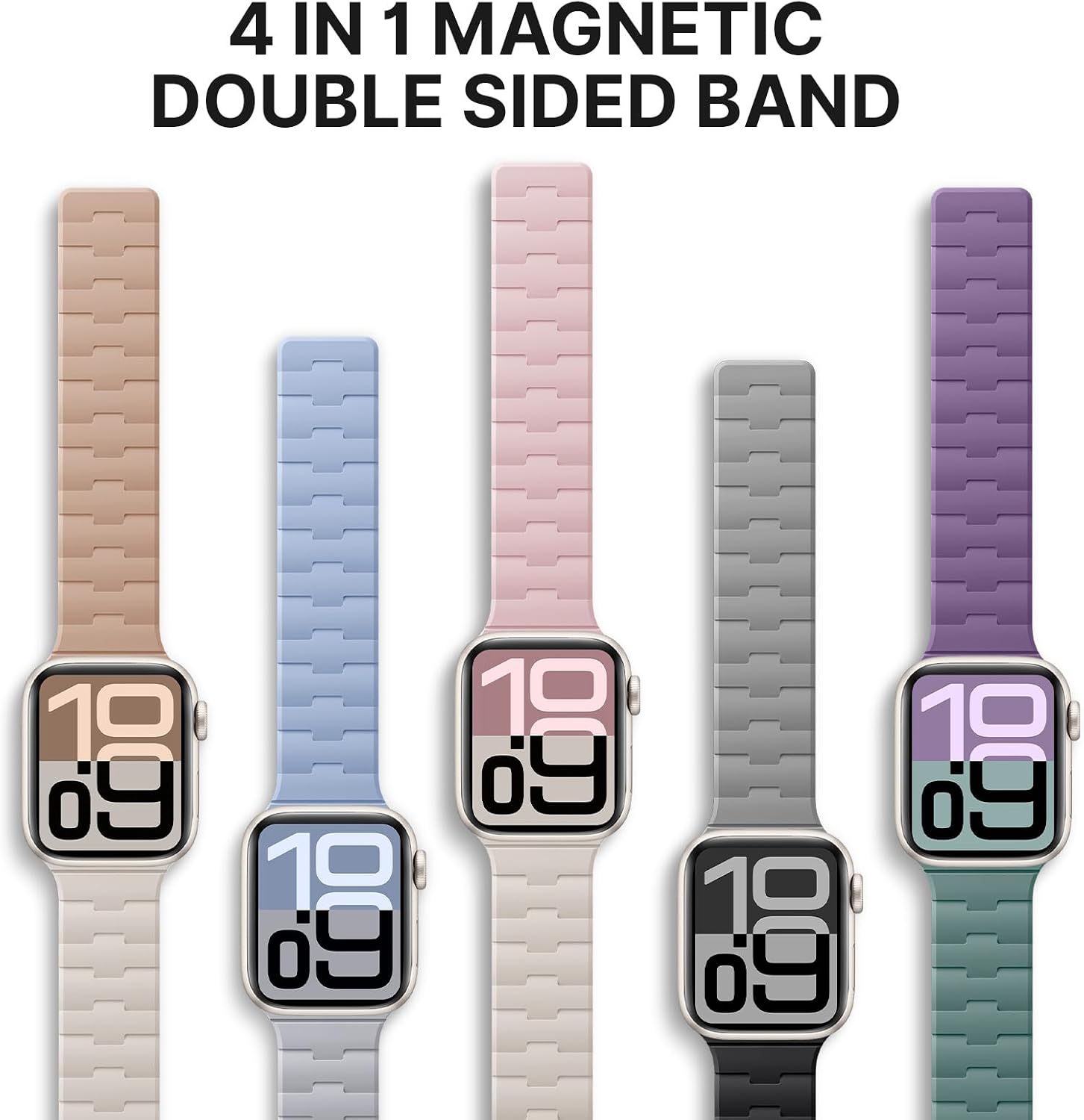 Thumbnail 6 de Bandletic Dual-Sided Reversible Magnetic Strap for Apple Watch: Soft Silicone, 4 Styles in 1