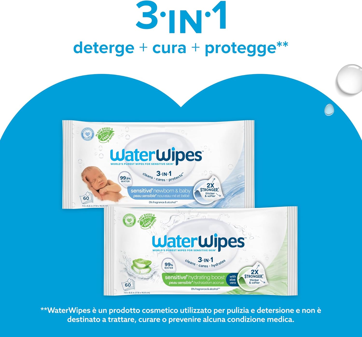 Thumbnail 6 de WaterWipes Sensitive+ Newborn & Baby Wipes, 720 pezzi (12 confezioni) – pulizia delicata con 99,9% acqua purificata
