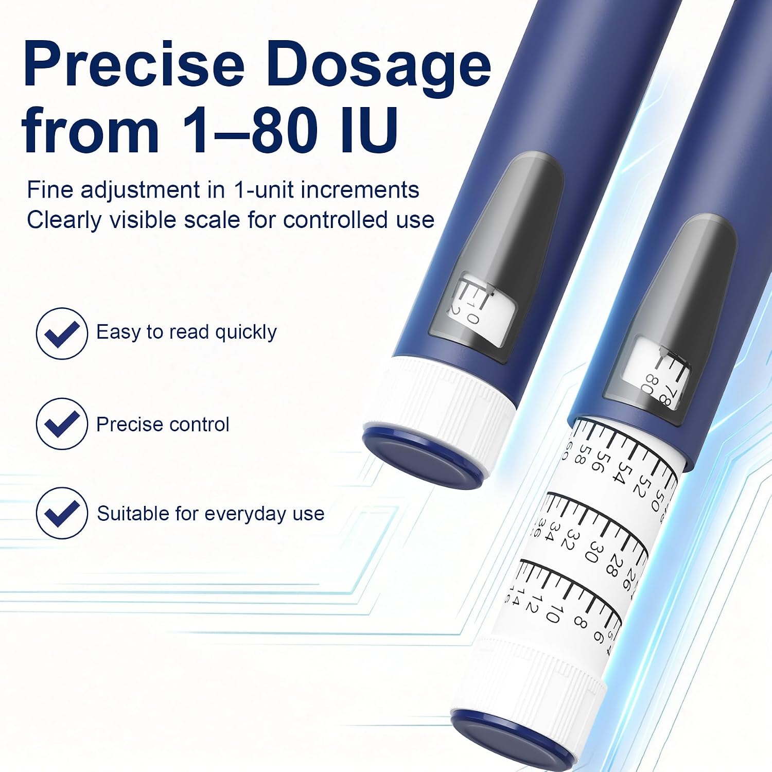 Thumbnail 1 de AMAINKI Kit stylo à insuline avec 5 cartouches en verre – 3 ml, 1–80 UI par incréments