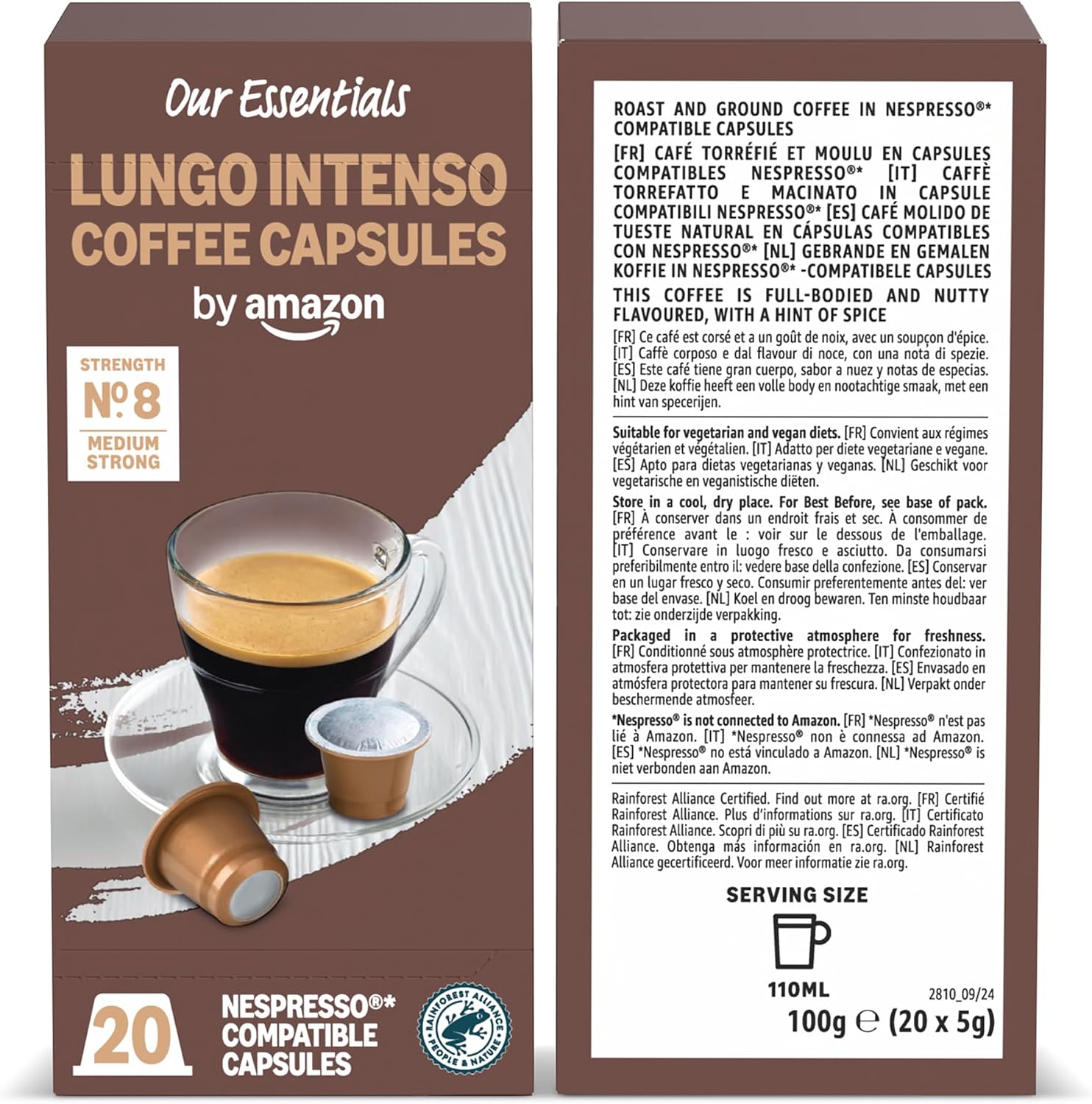 Detalle de By Amazon Capsule in Plastica di Caffè Compatibili Nespresso – Assortimento Tostatura Scura (80 capsule, Rainforest Alliance)