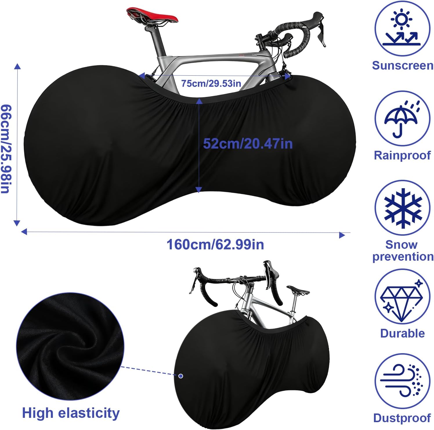 Thumbnail 1 de YYTECH 2er-Set Fahrradabdeckung schwarz – waschbar, staubdicht für Mountainbikes & Rennräder (24–26 Zoll)