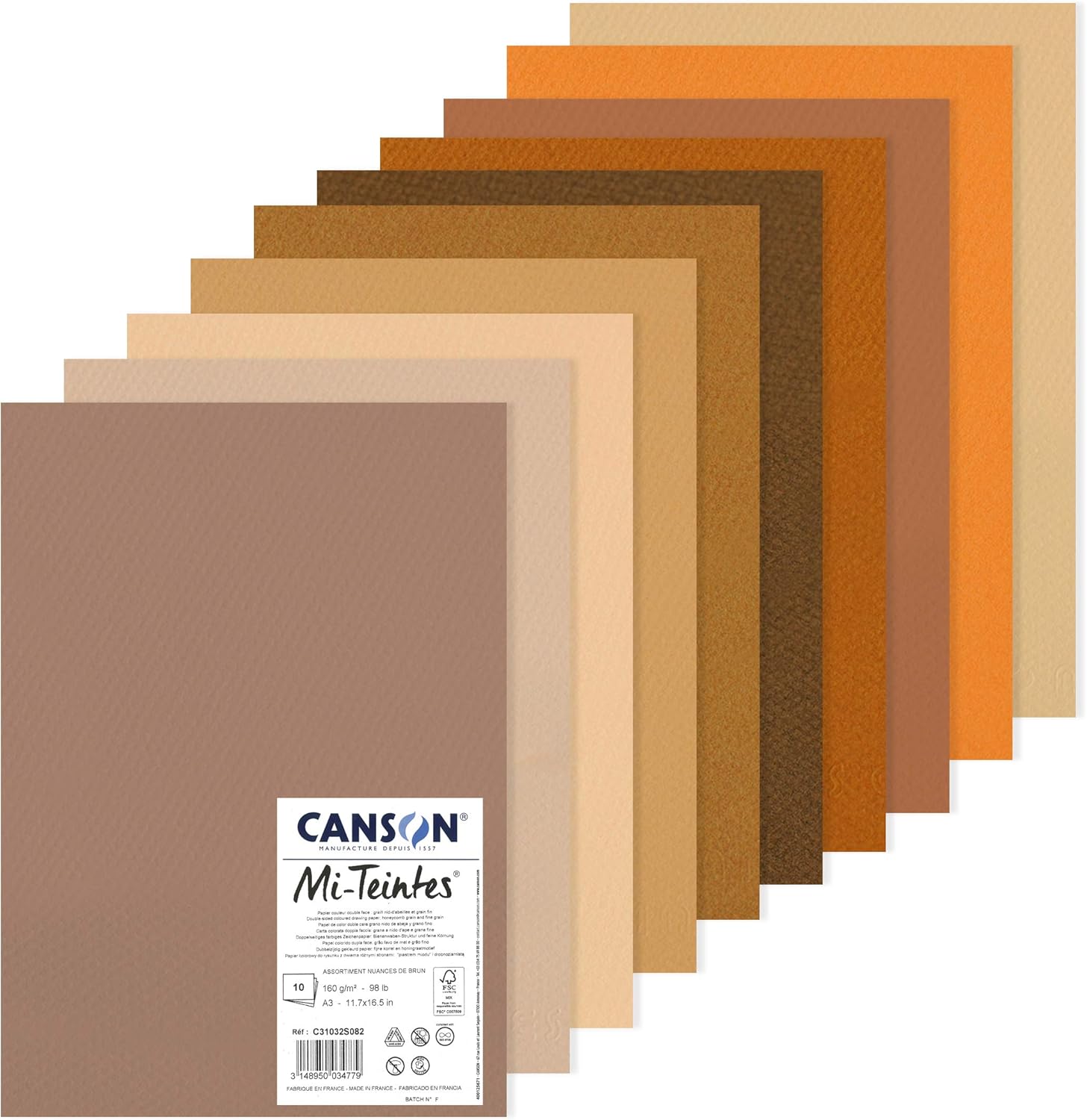 Thumbnail 5 de Canson Carta Mi-Teintes (Nido-api) – Confezione da 10 fogli A3, 160 g/m², multicolore