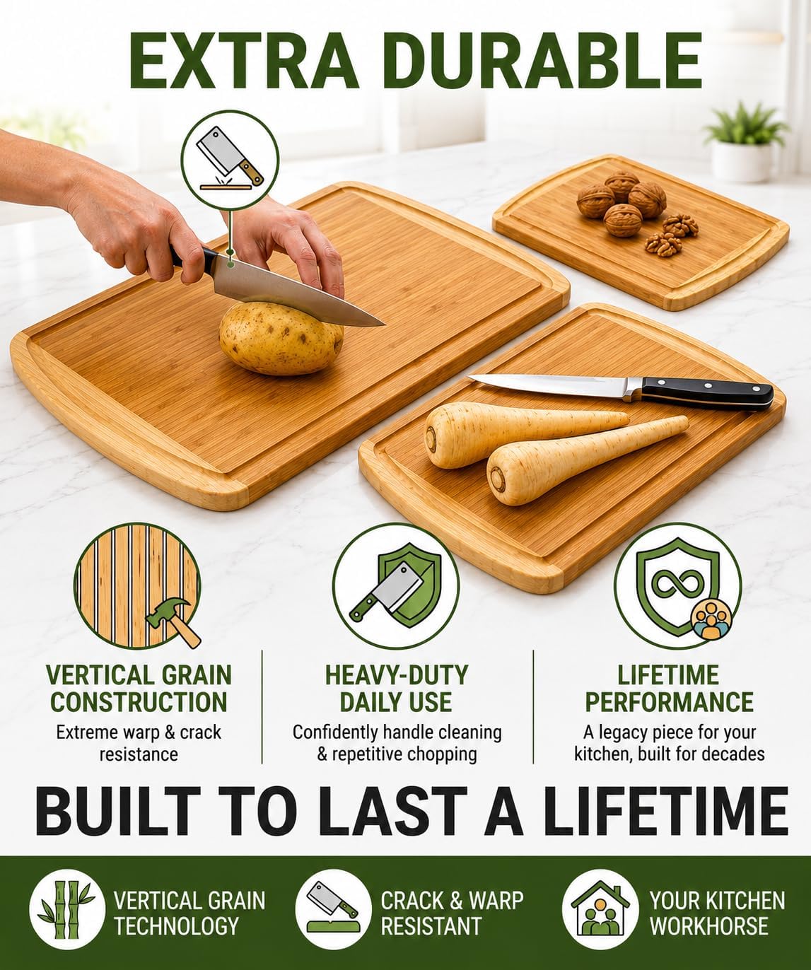 Detalle 2 de Bamboo Cutting Boards Set of 3 ⚙