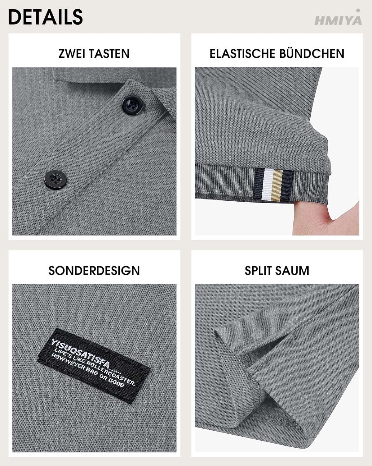 Thumbnail 3 de HMIYA Herren Poloshirt Kurzarm – Sommer-Poloshirt mit Knopfleiste