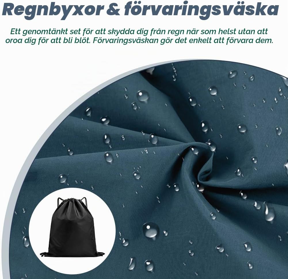 Detalle 1 de BSBUY regnbyxor för barn 132–162 i vattentät polyester med reflexer