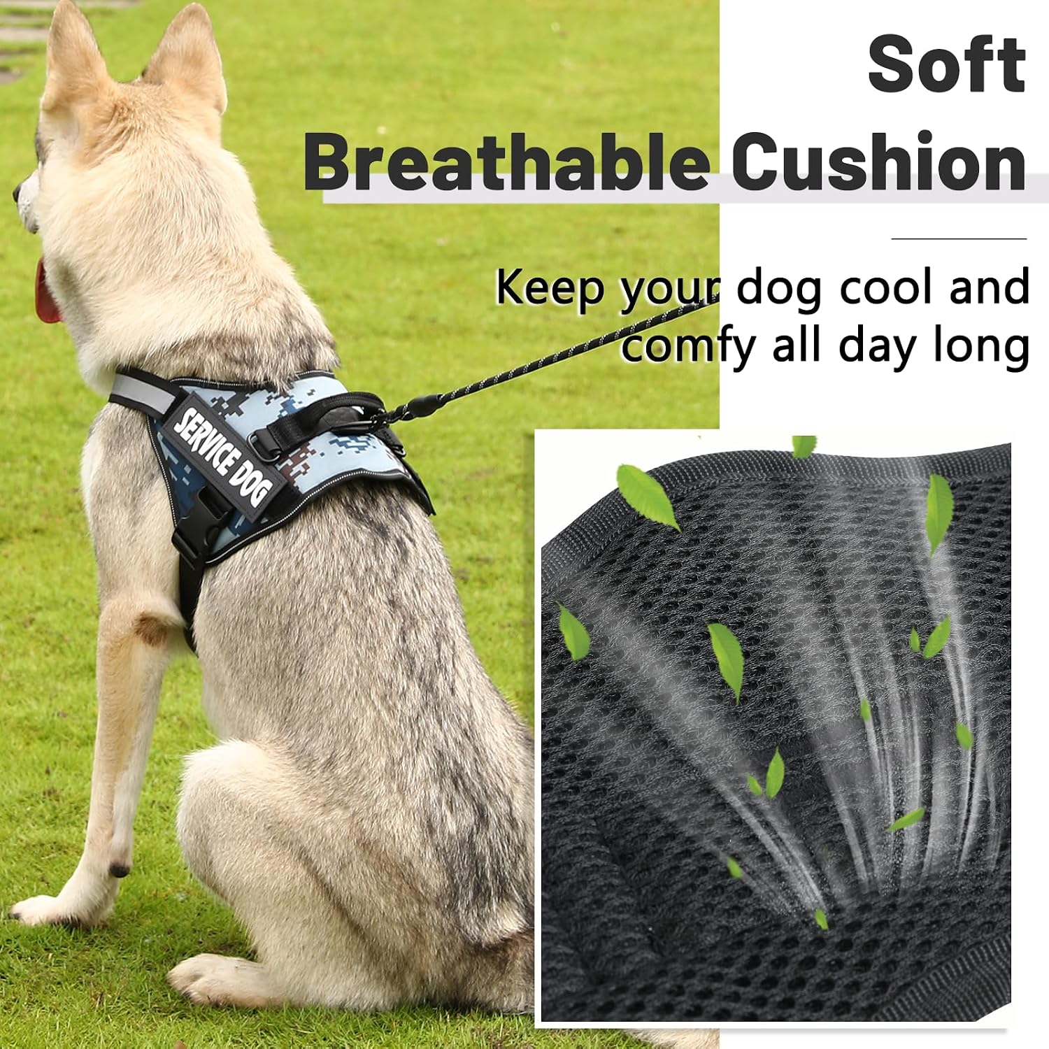 Thumbnail 3 de Belababy Service Dog Harness M, blue camo
