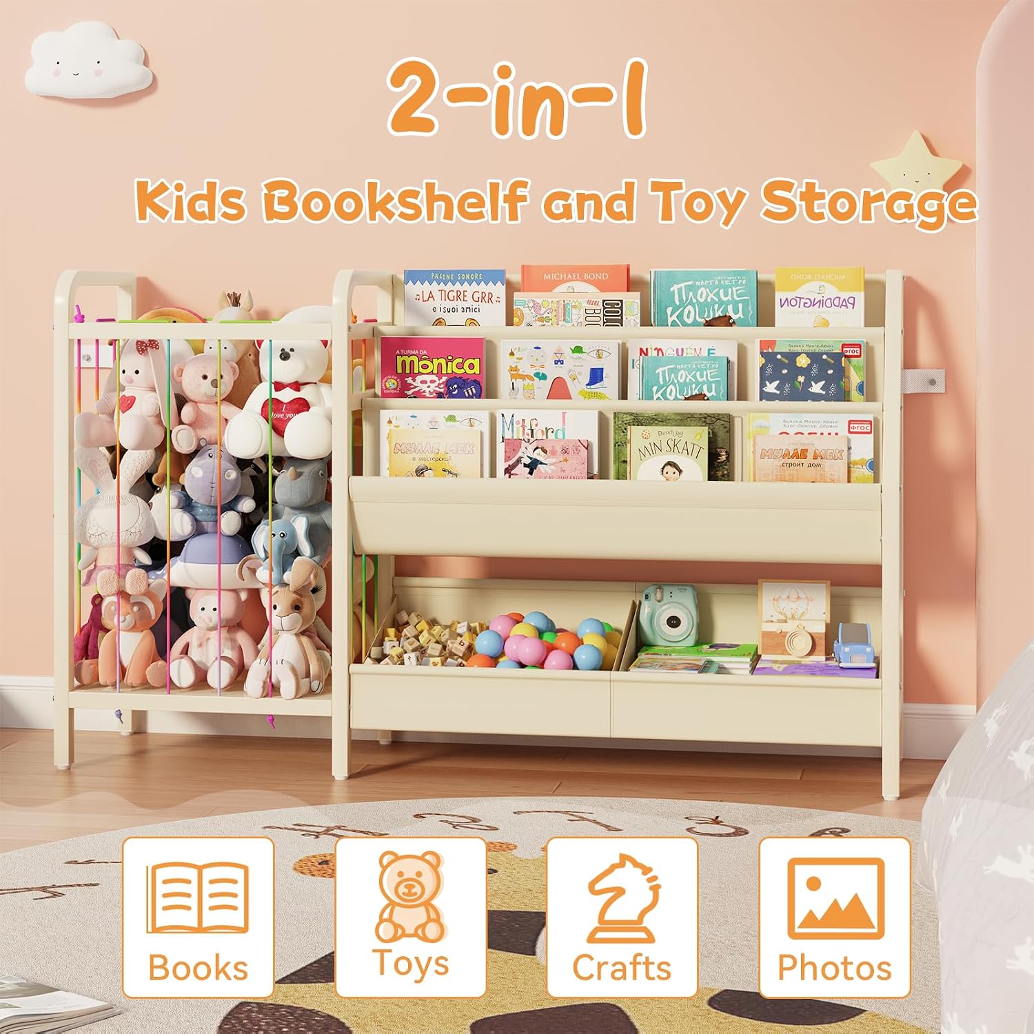Detalle 2 de CYXPHION Kids Bookshelf with Oxford Cloth