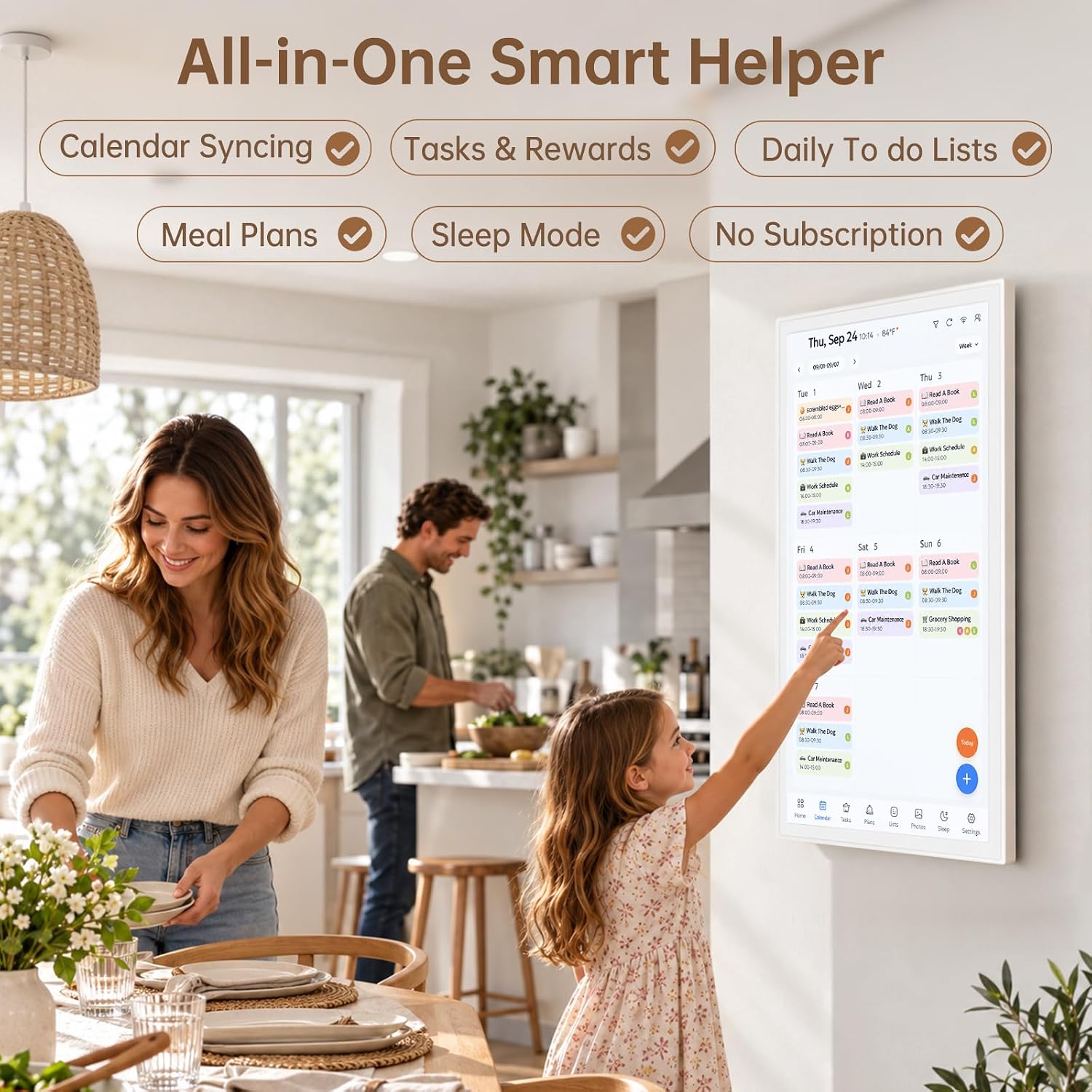 Thumbnail 3 de Yemsd 21.5-Inch Digital Calendar Touchscreen, Chore Chart and Photo Frame
