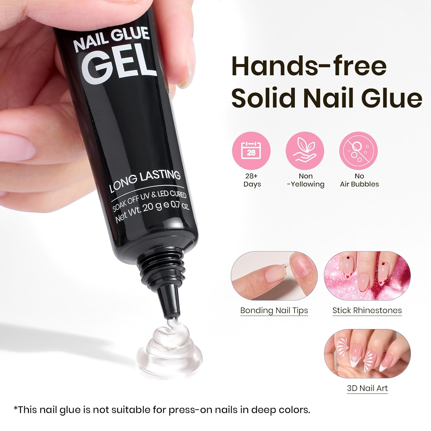 Detalle de Beetles Tipex Gel Nail Kit with Medium Almond Tips (224 Pcs) – 16 Sizes, Glue, Mini Lamp
