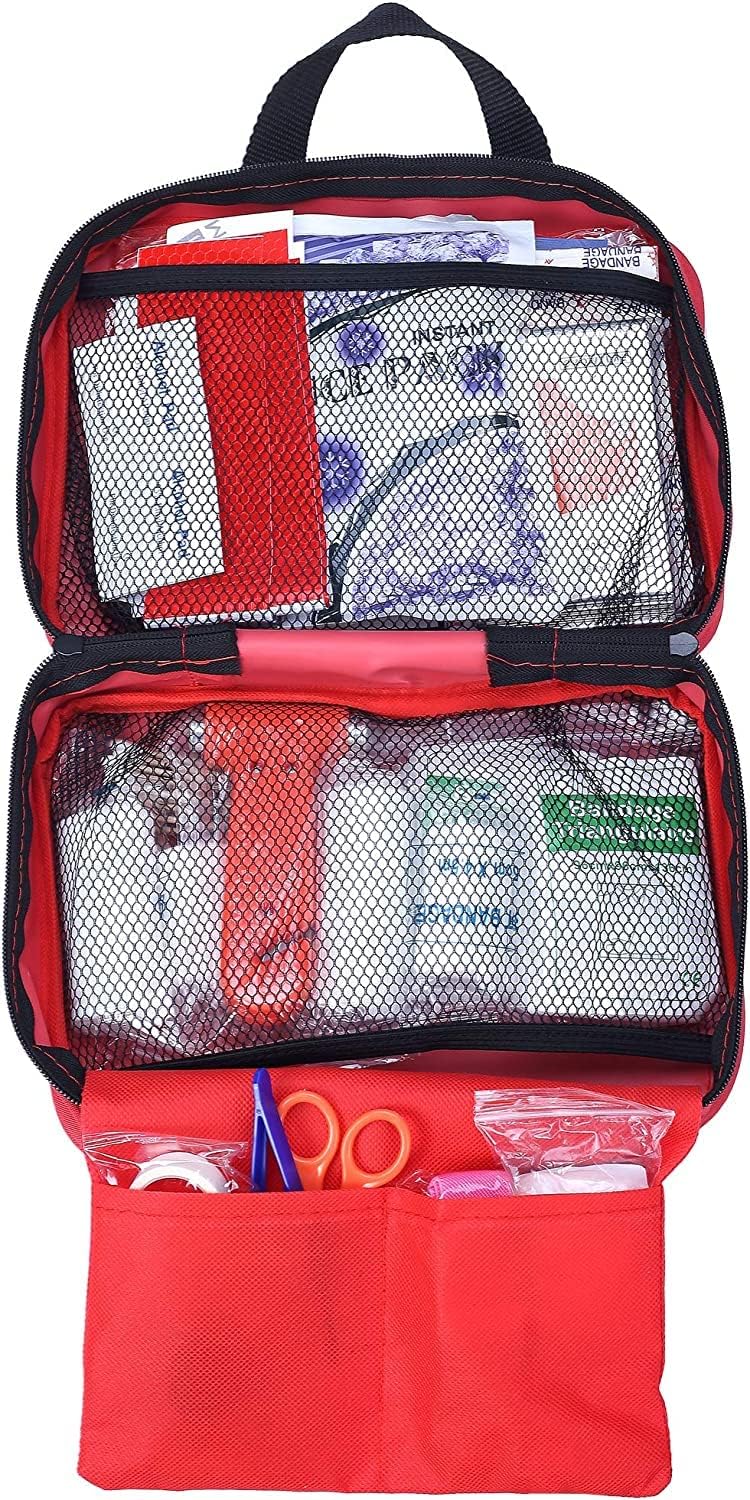 Detalle de Trousse de premiers secours 230 pièces (boîte d’urgence compacte) – format voiture, maison, camping et voyages