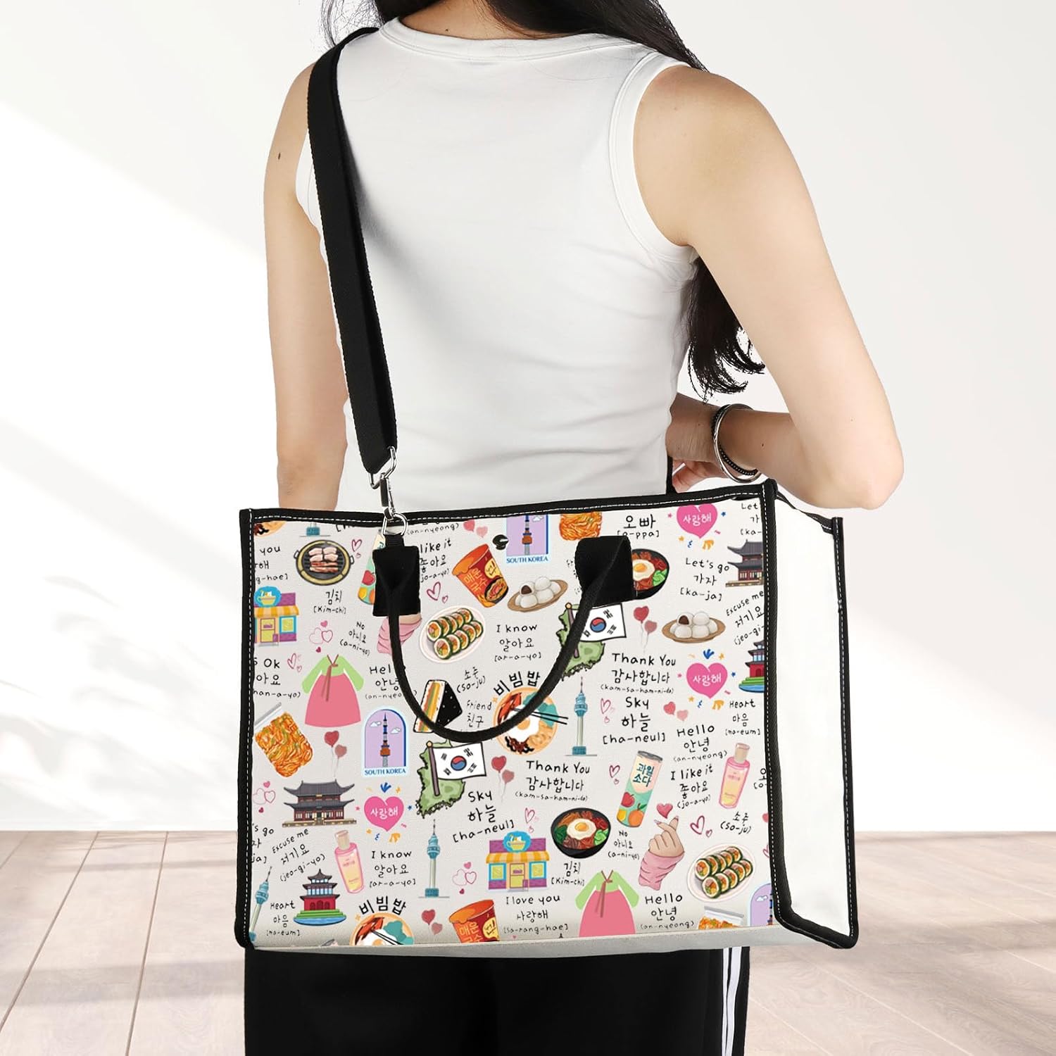 Thumbnail 6 de MYSOMY Korean Tote Bag — Seoul Shoulder Bag for Travel, K-Drama & K-Pop Fans