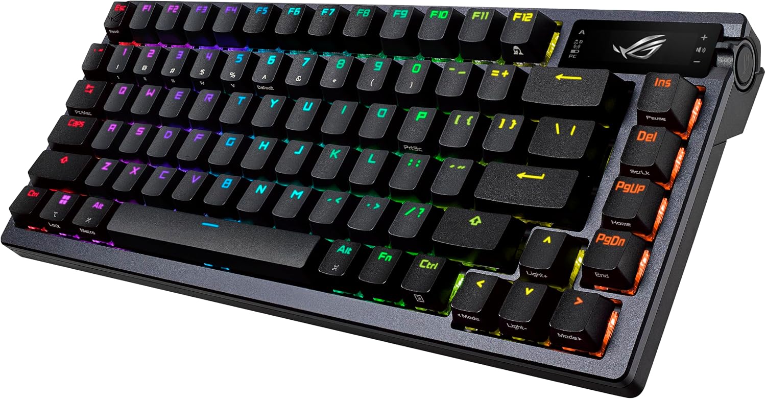 Thumbnail 3 de ASUS ROG Azoth Wireless Mechanical Gaming Keyboard (75% TKL) with OLED + Tri-Mode, Hot-Swappable Switches, PBT Keycaps