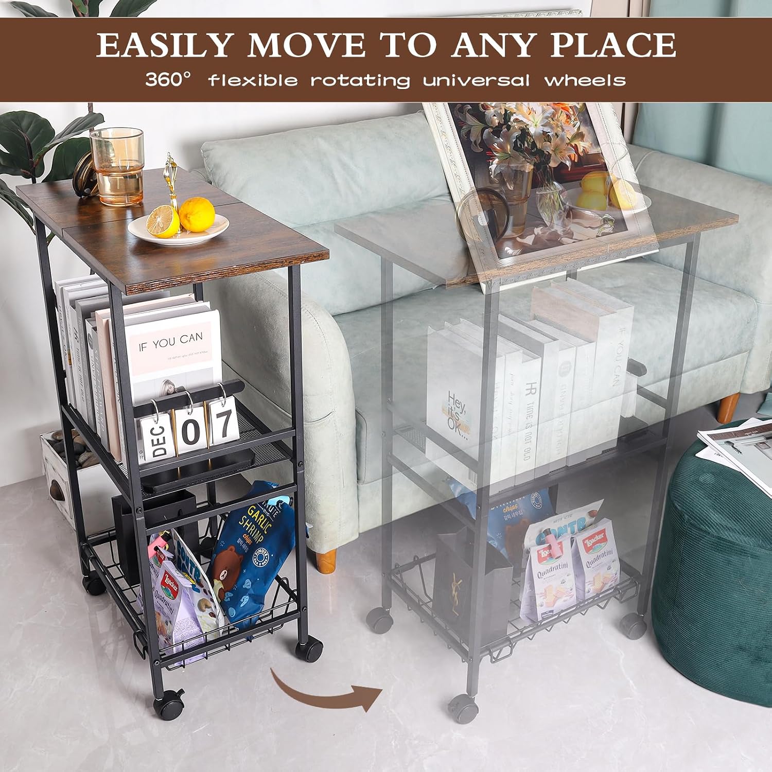 Thumbnail 5 de FIOCNOLE Kitchen Cart with Rustic Wood Top