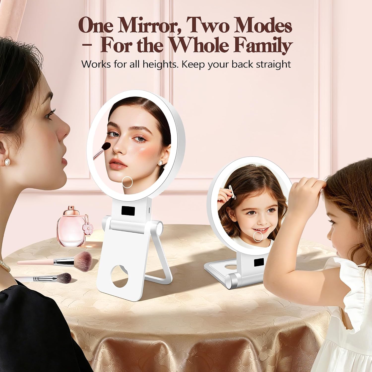 Detalle 1 de B Beauty Planet 1X/30X Lighted Makeup Mirror, 3 Colour Modes, Foldable