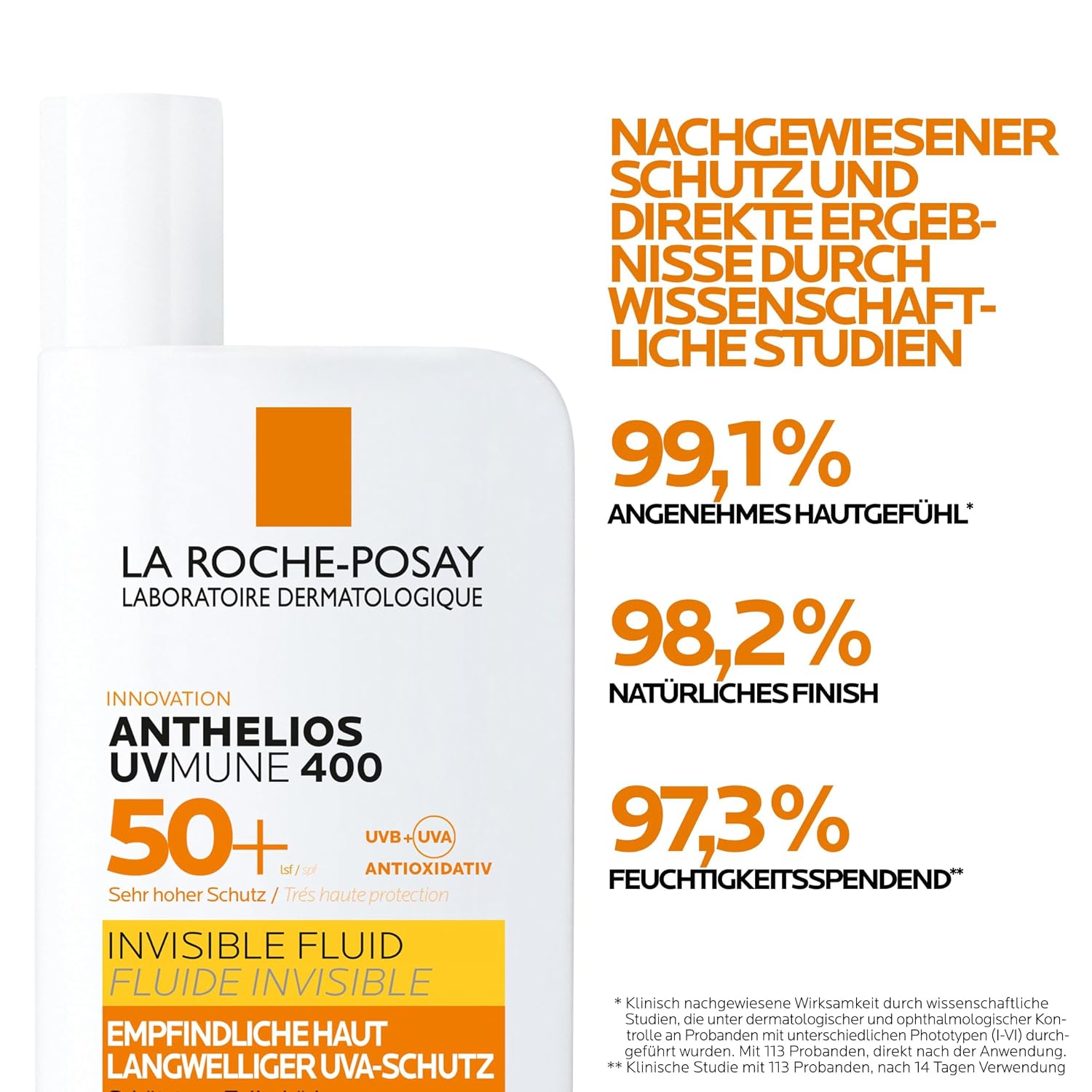 Detalle de La Roche-Posay Sonnenfluid Gesicht SPF50+ mit Mexoryl 400 – Invisible Fluid UVMune 400, 50 ml