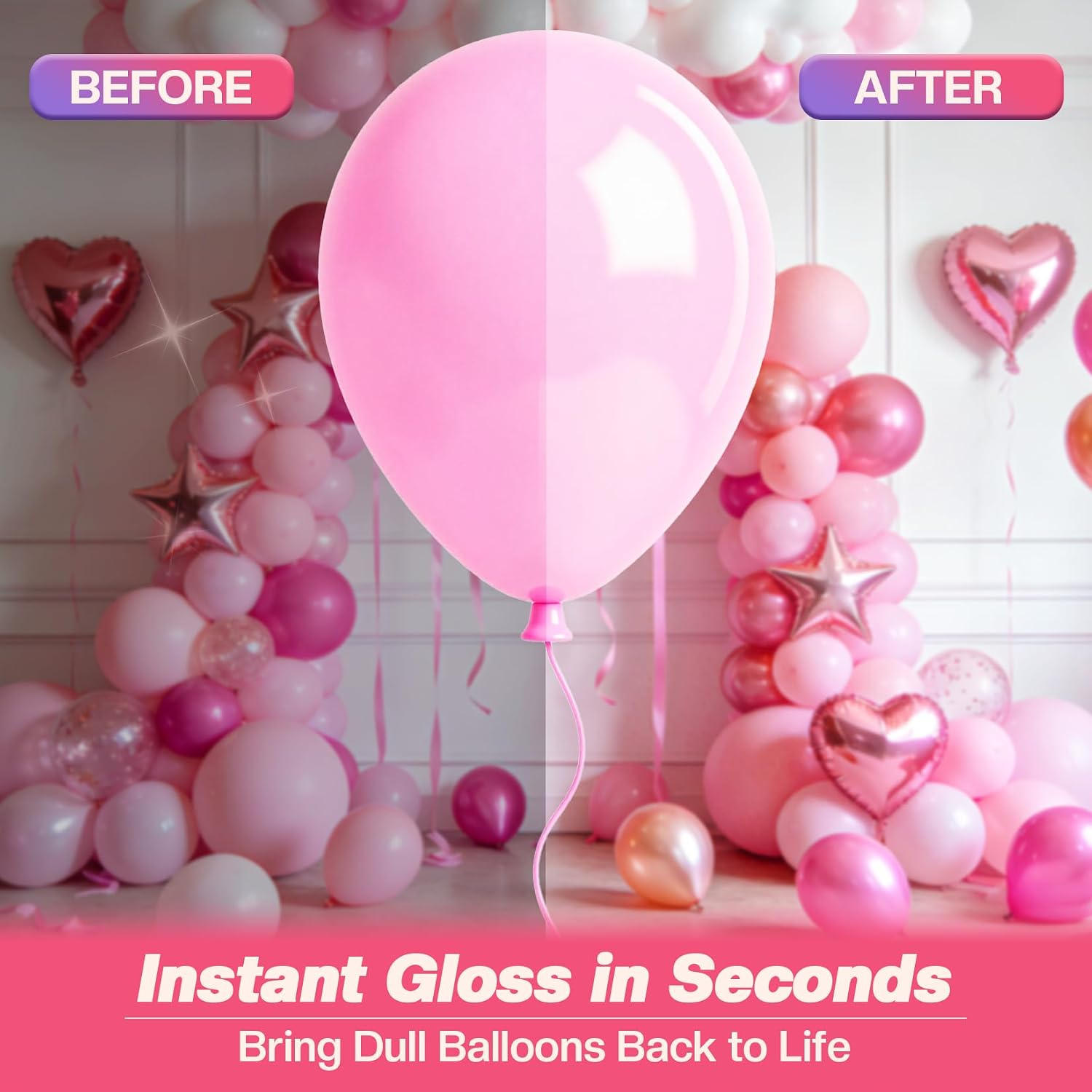 Detalle 2 de BERIOVE 3-Pack Balloon Shine Spray, 11.15 fl oz Bottles, Fast-Drying Gloss