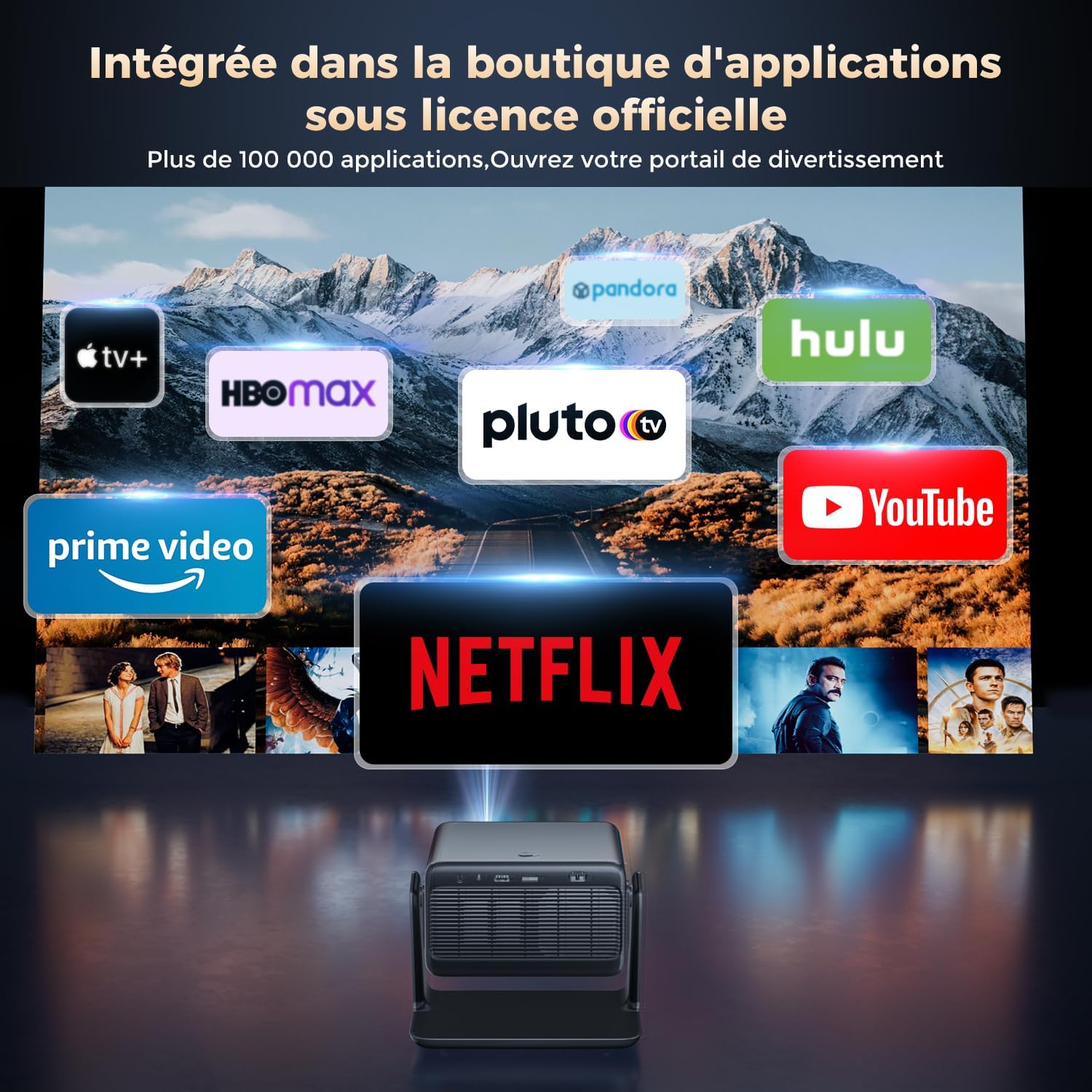Thumbnail 1 de Projecteur portable AMEELA 30000 lumens avec WiFi, Bluetooth 5.2, auto-focus et correction trapézoïdale