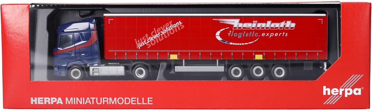 Detalle 1 de Herpa DAF XG – model ciężarówki Heinloth 1:87 z naczepą plandekową