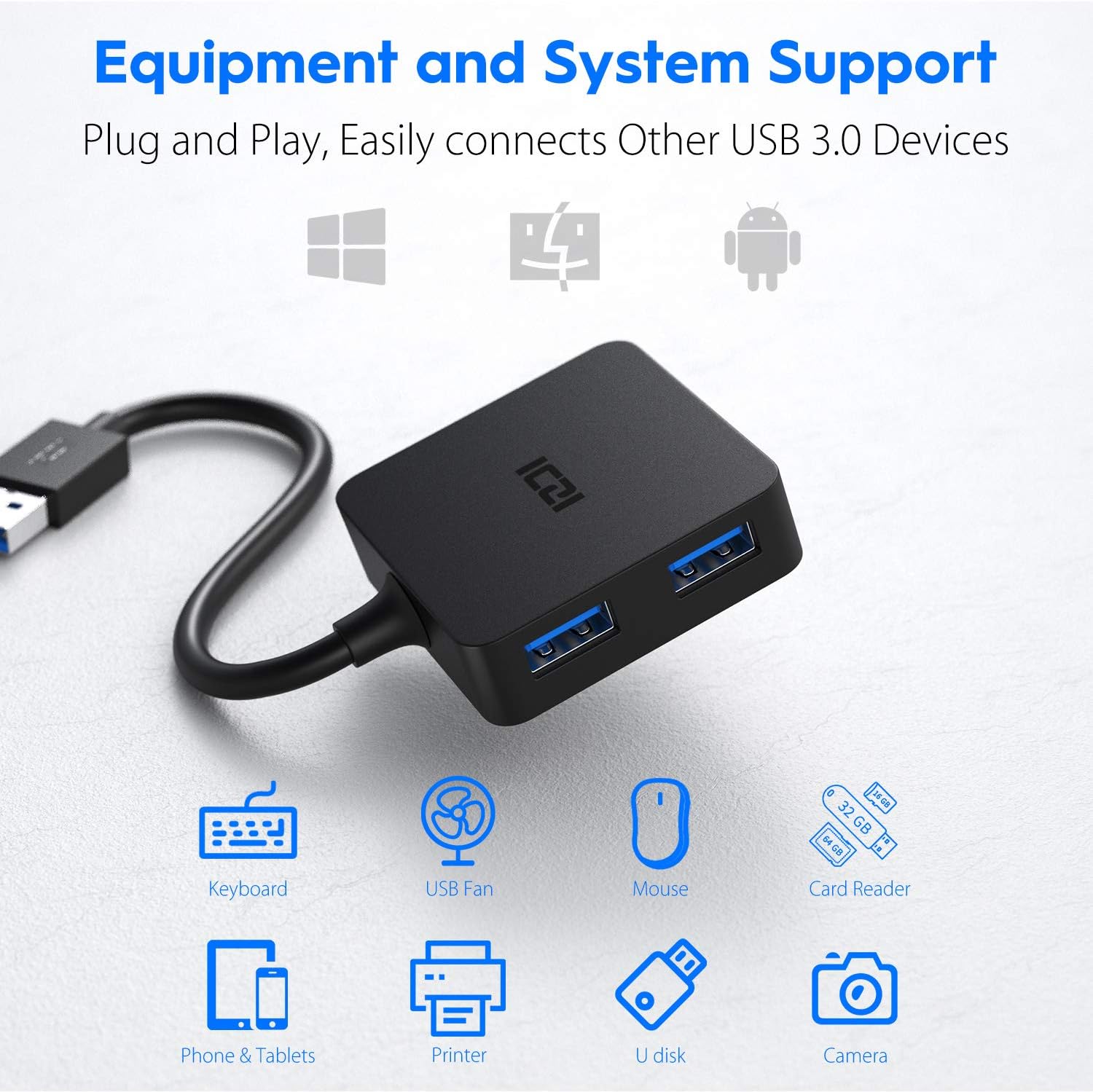 Thumbnail 3 de ICZI USB Hub 3.0 Verteiler: 4-Port Multiport Docking-Adapter für Laptop, Mac und mehr
