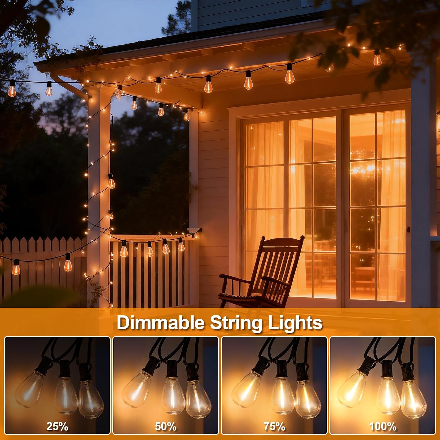 Thumbnail 6 de AODLEDY Outdoor LED String Lights, 50 ft (40+10) with Remote and 19+1 Bulbs