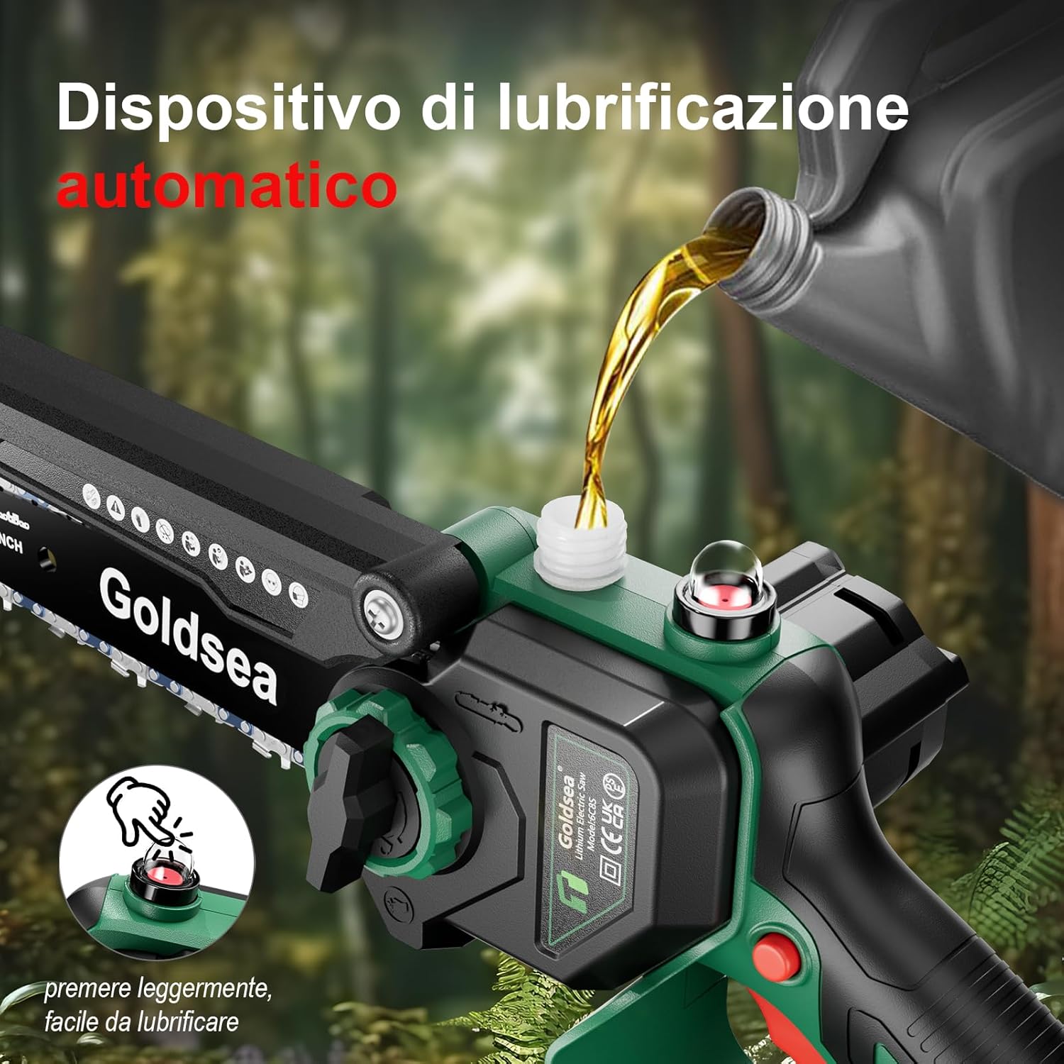 Detalle 2 de Mini Motosega Goldsea 6 pollici 8000mAh