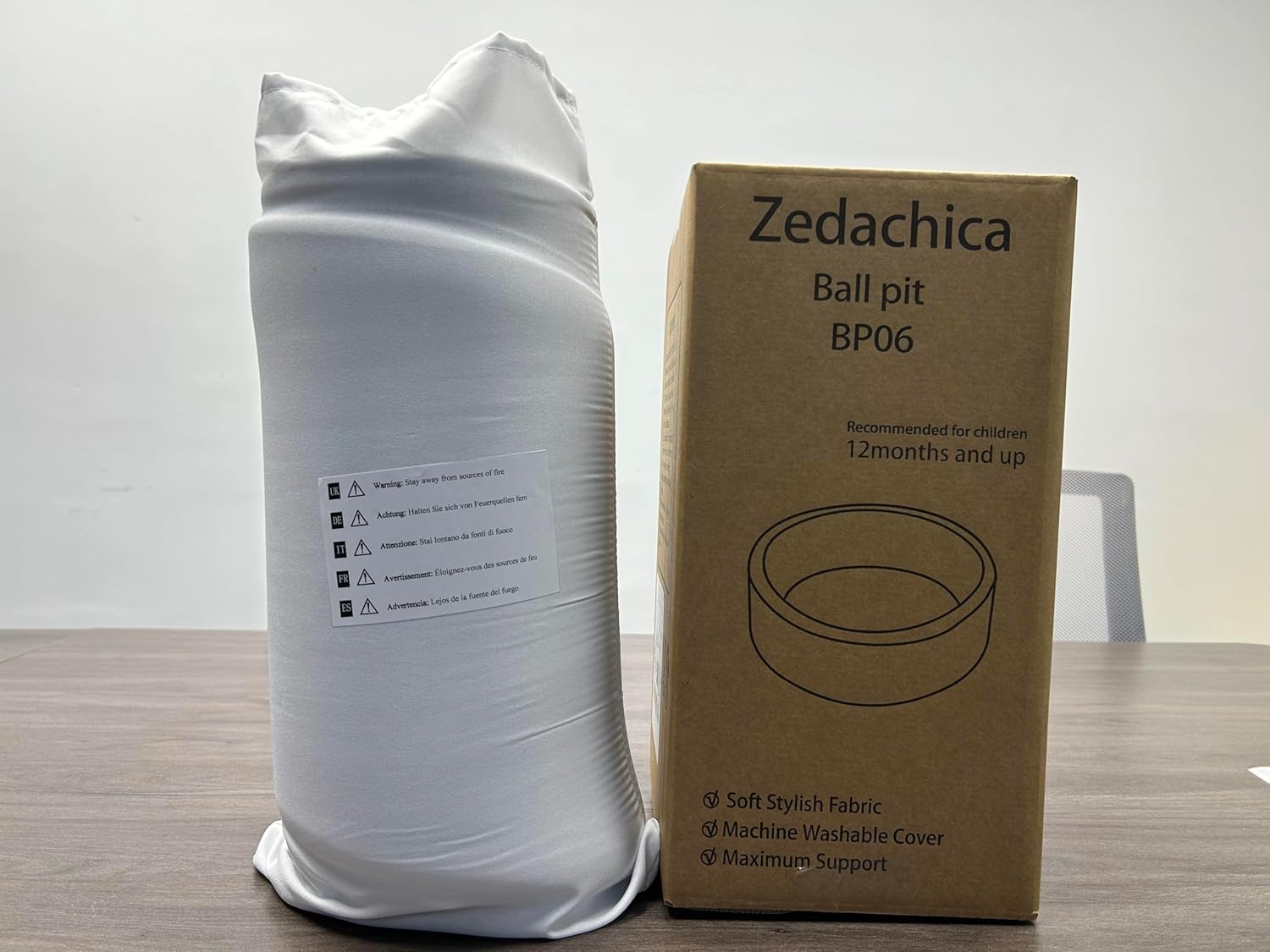 Thumbnail 1 de Zedachica Bällebad für Babys ab 1 Jahr, 80 x 30 cm Schaumstoff-Bällepool (Grau) – ohne Bälle