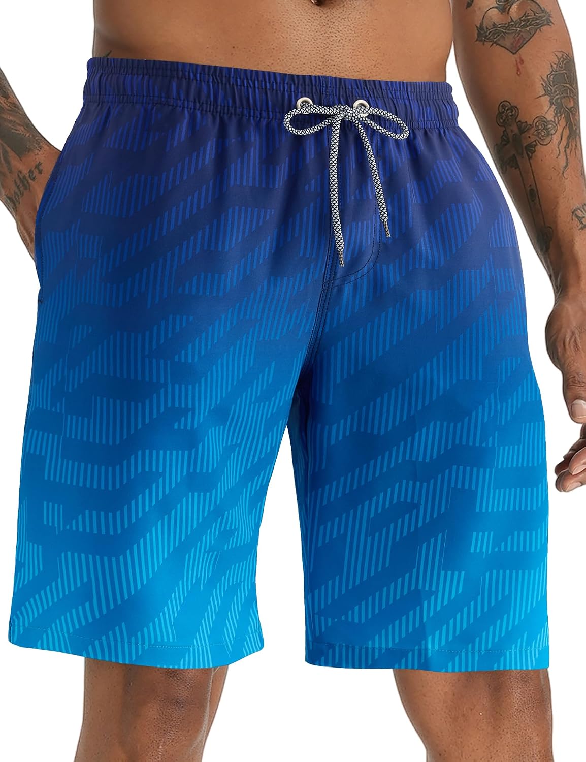Detalle 2 de APTRO Herren Badehose Lang – schnell trocknende Boardshorts mit Innenslip und 3 Taschen