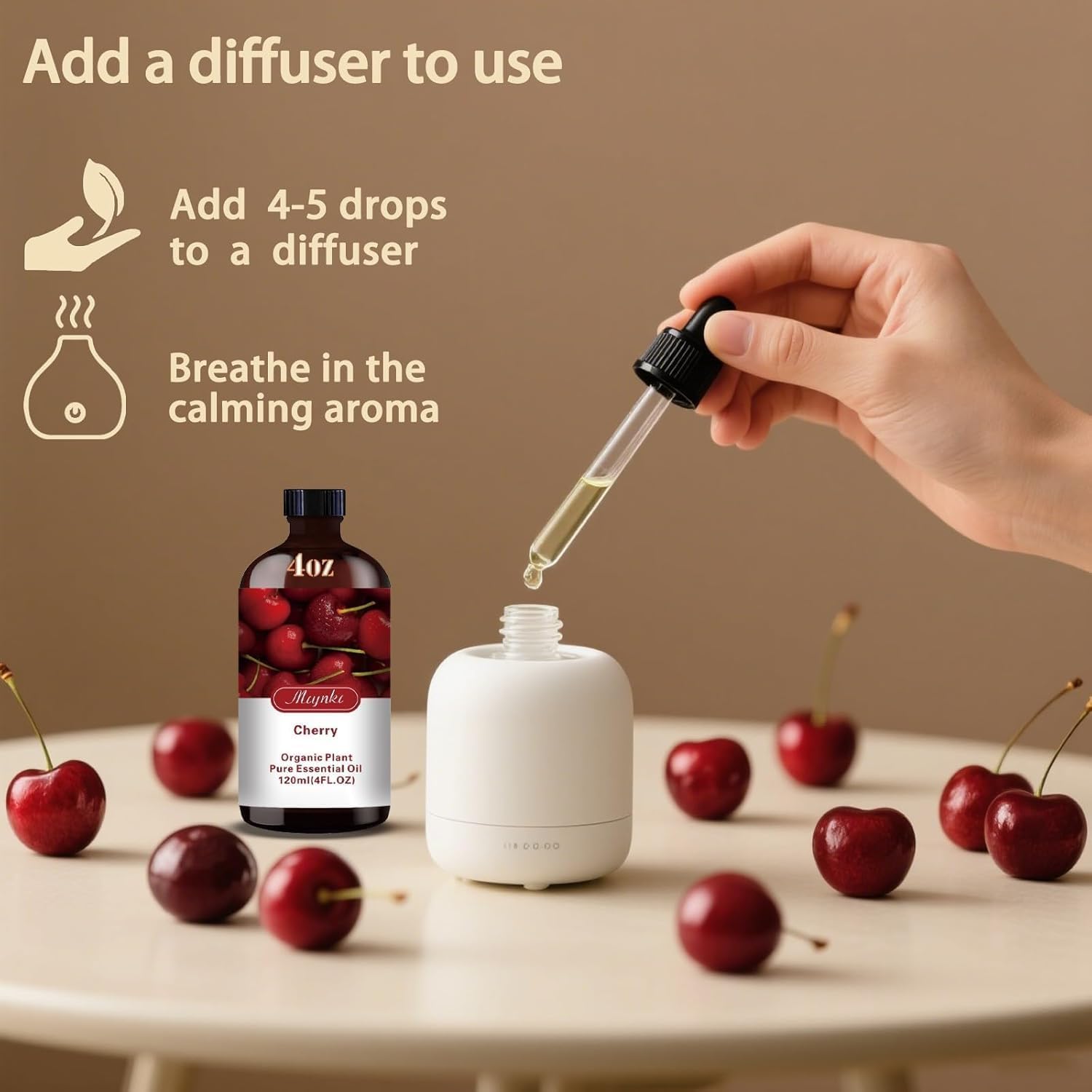 Thumbnail 4 de Cherry Essential Oil 4oz + Roll-On (10ml): Aromatic Diffuser Companion for Home and Office
