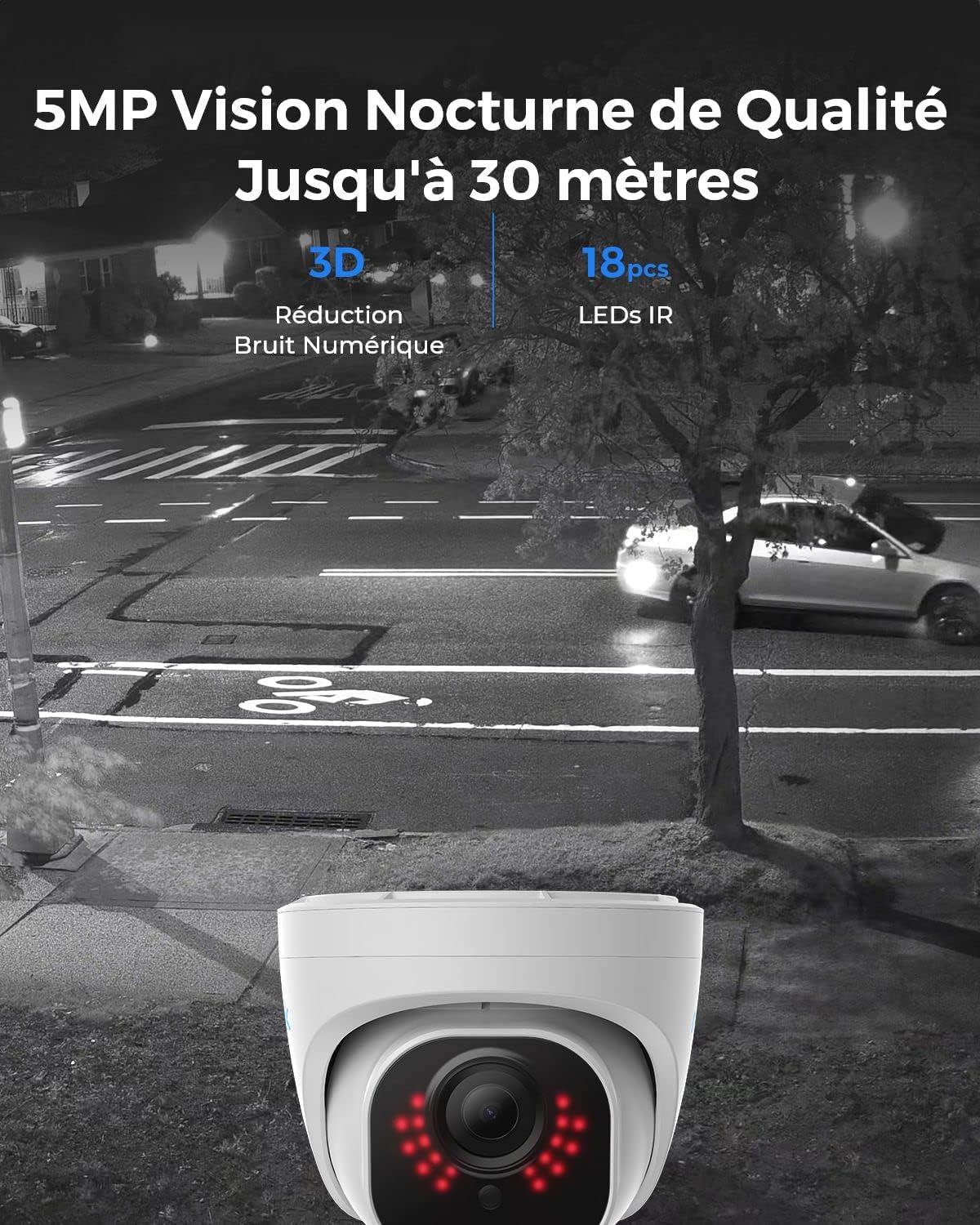 Detalle de Reolink Caméra Surveillance Extérieure PoE 5MP Super HD – Pack 2, IP66/IP67, Détection Personne/Véhicule