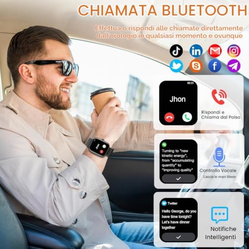Detalle de Matast 2026 Smartwatch Uomo Donna — 1.91", oltre 100 modalità sportive, monitoraggio salute e chiamate al polso