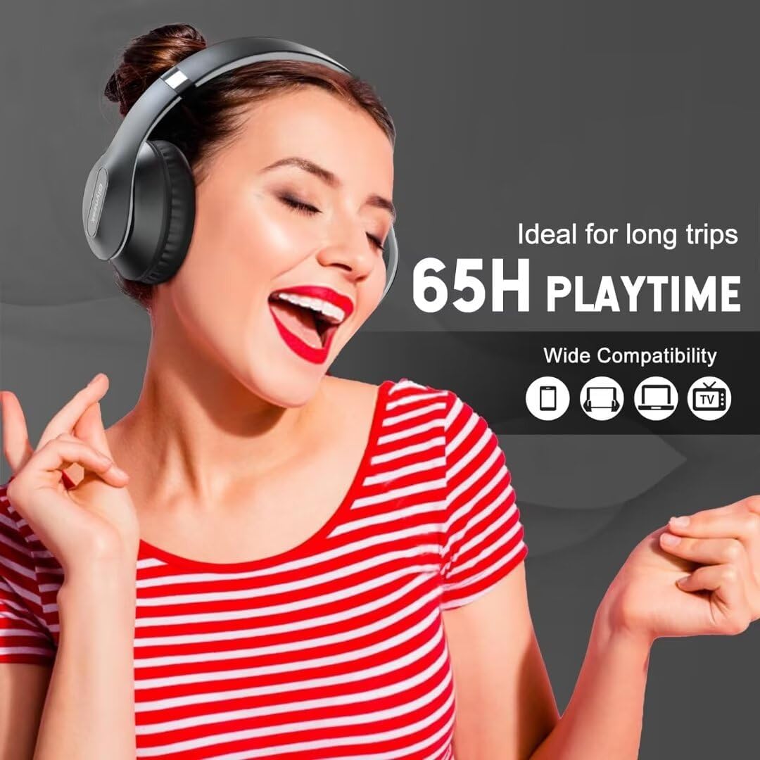 Detalle 2 de Glynzak WH207A Over-Ear Bluetooth Headphones, 65-Hour Playtime, 6 EQ Modes